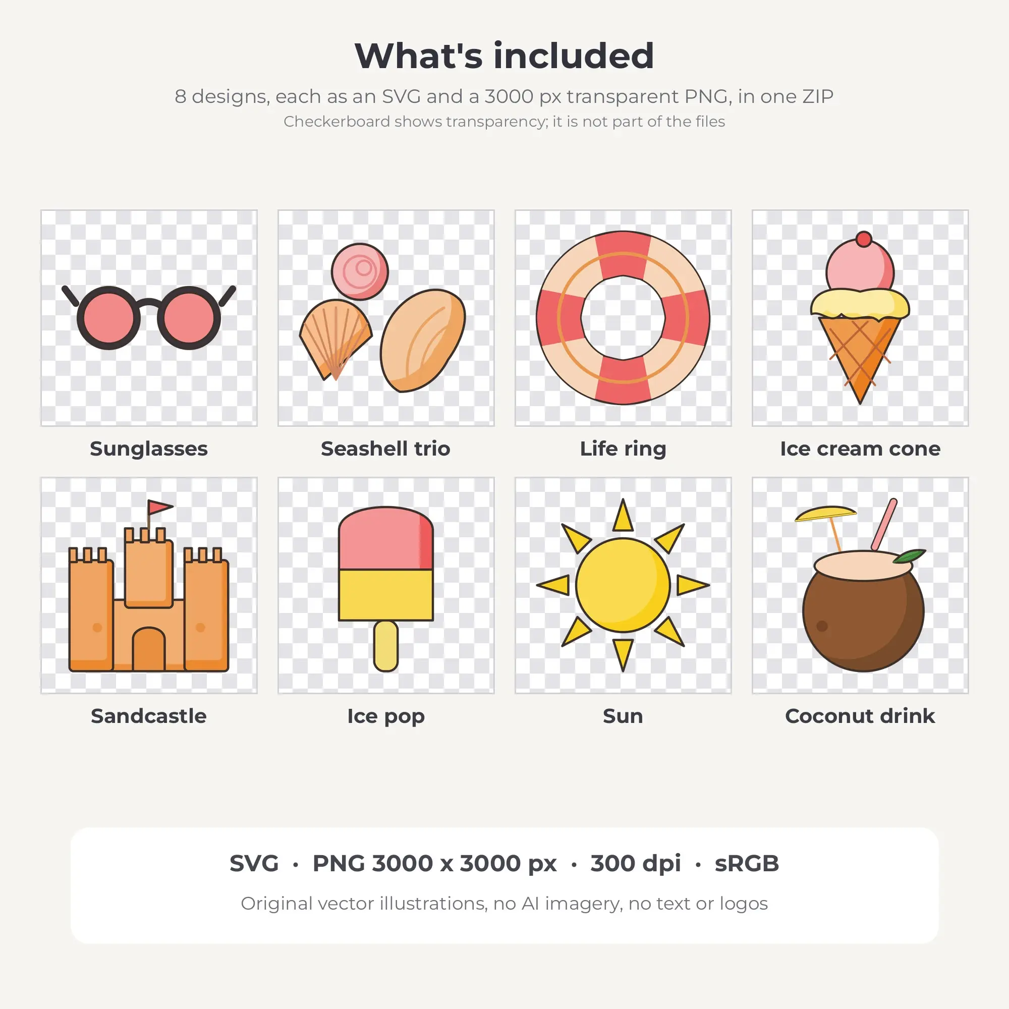 Citrus Grove Beach Day Clip Art Set - 8 Vector SVG PNG, preview 2 of 2