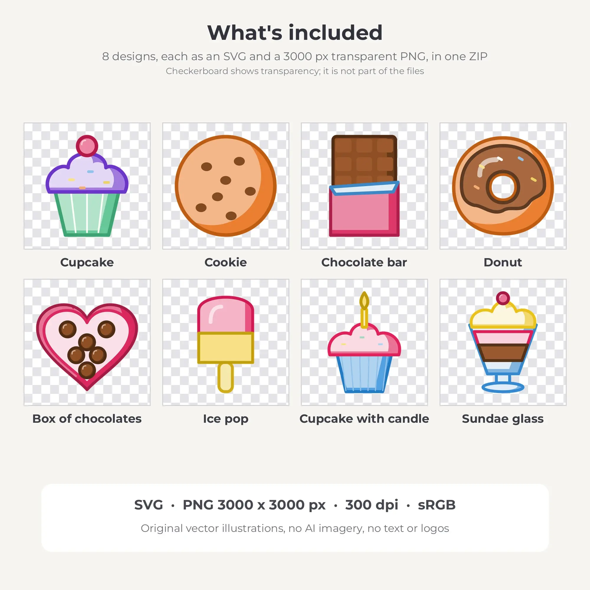 Sweet Treats & Candy Vector Clip Art in Pastel Nursery - 8 Designs, preview 2 of 2