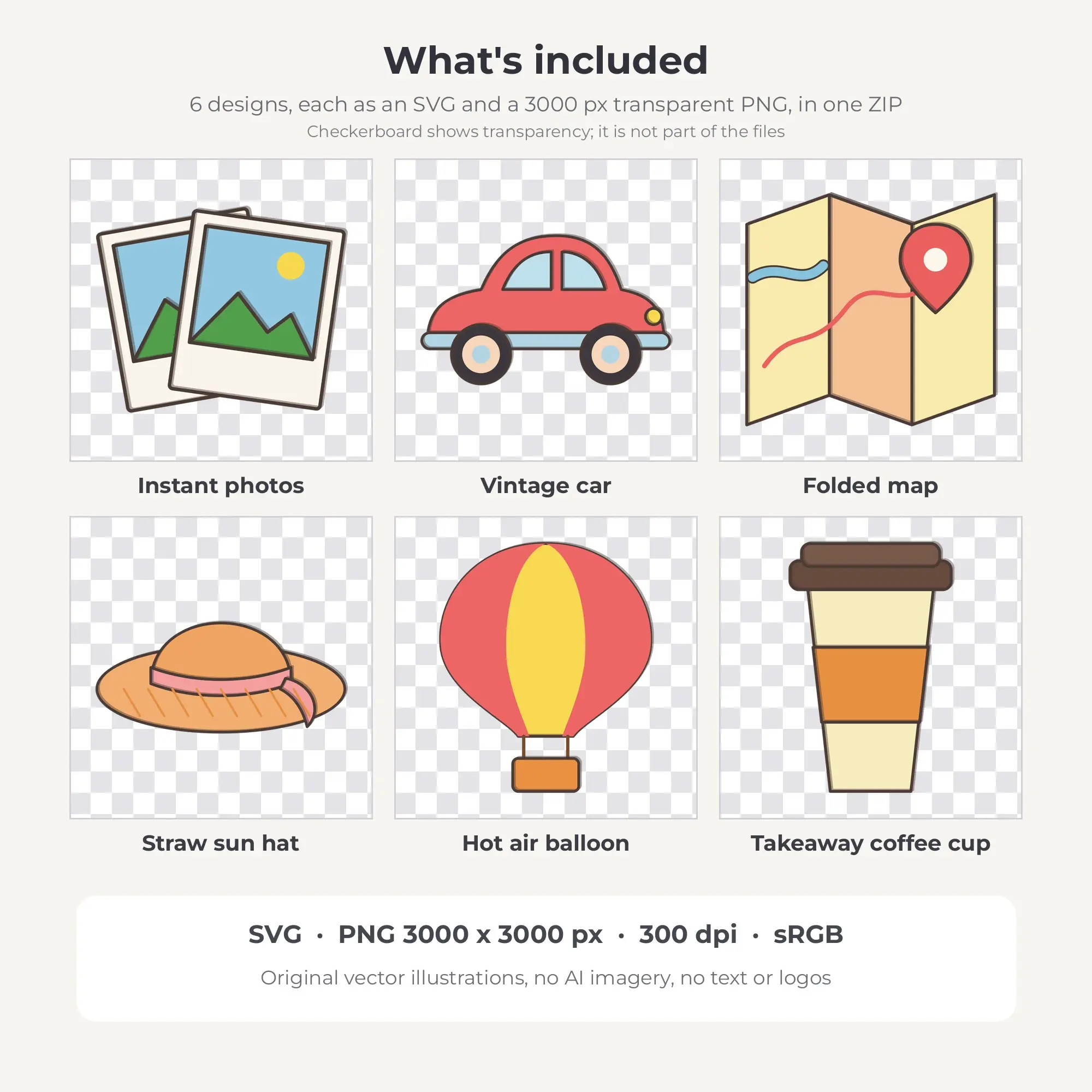 Road Trip & Travel SVG Clipart Pack, Doodle Line Style - 6 Designs, preview 2 of 2