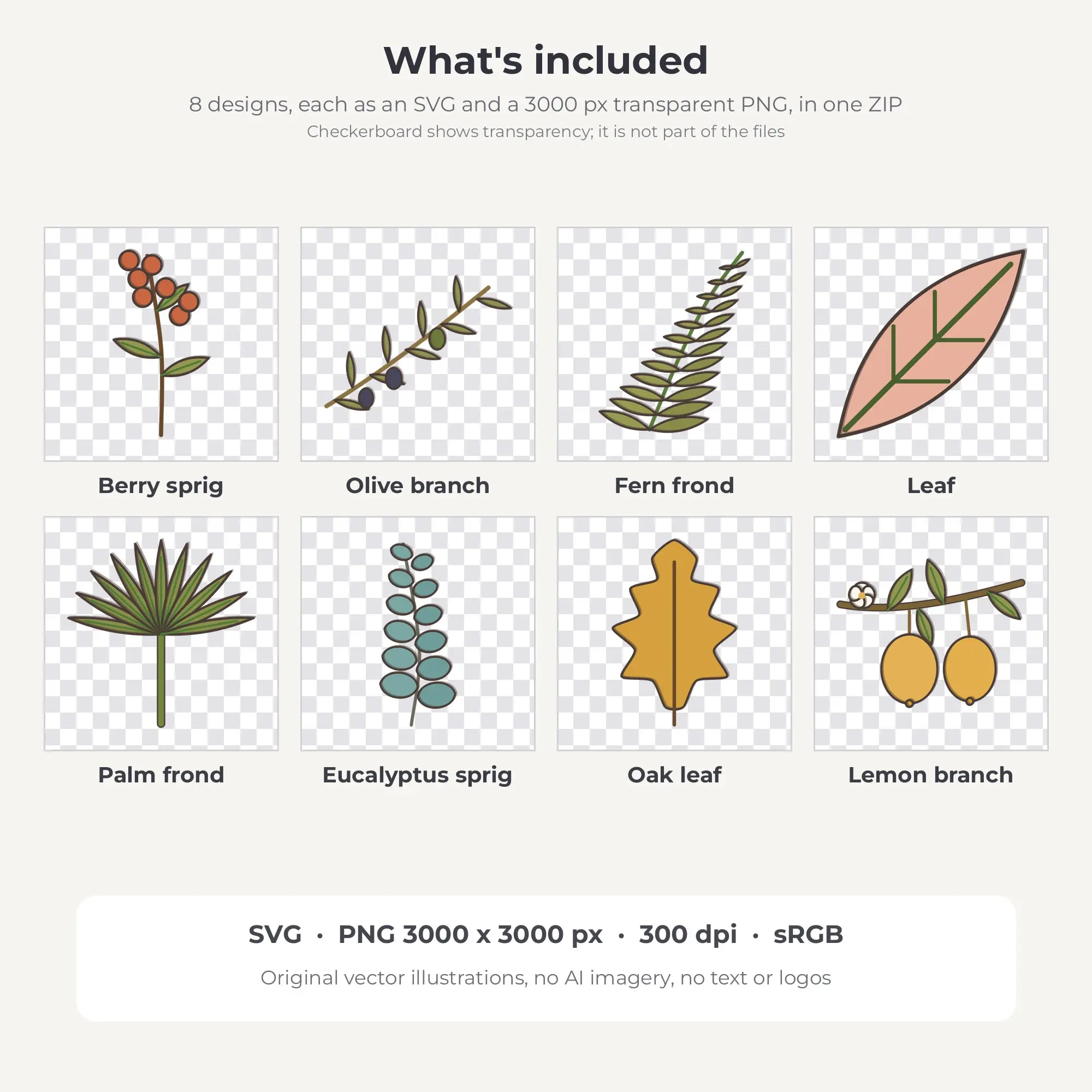Botanical Leaves & Greenery Clipart in Boho Terracotta - 8 SVG PNG, preview 2 of 2