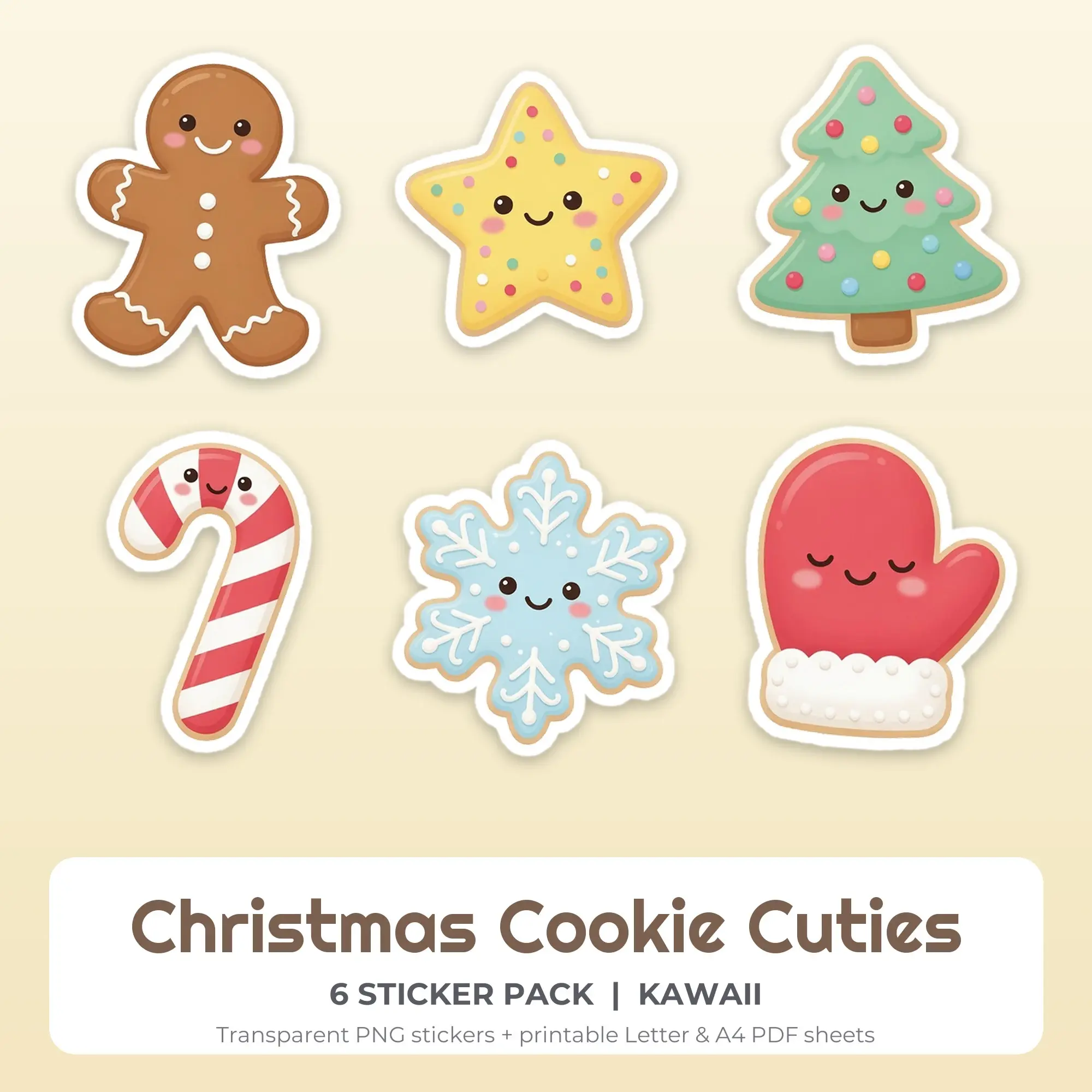 Christmas Cookie Cuties Sticker Pack - 6 Printable Stickers preview
