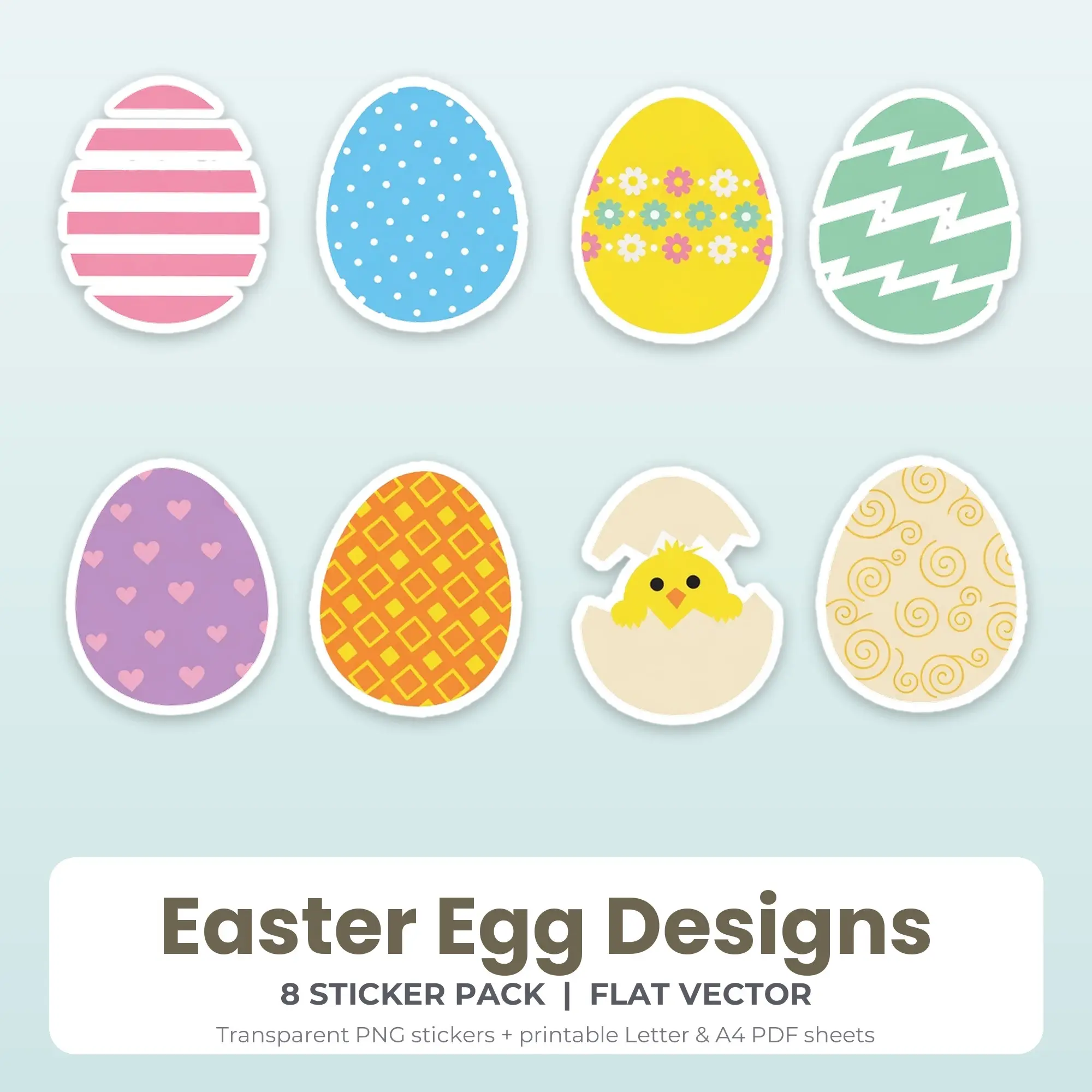 Easter Egg Designs Sticker Pack - 8 Printable Stickers preview