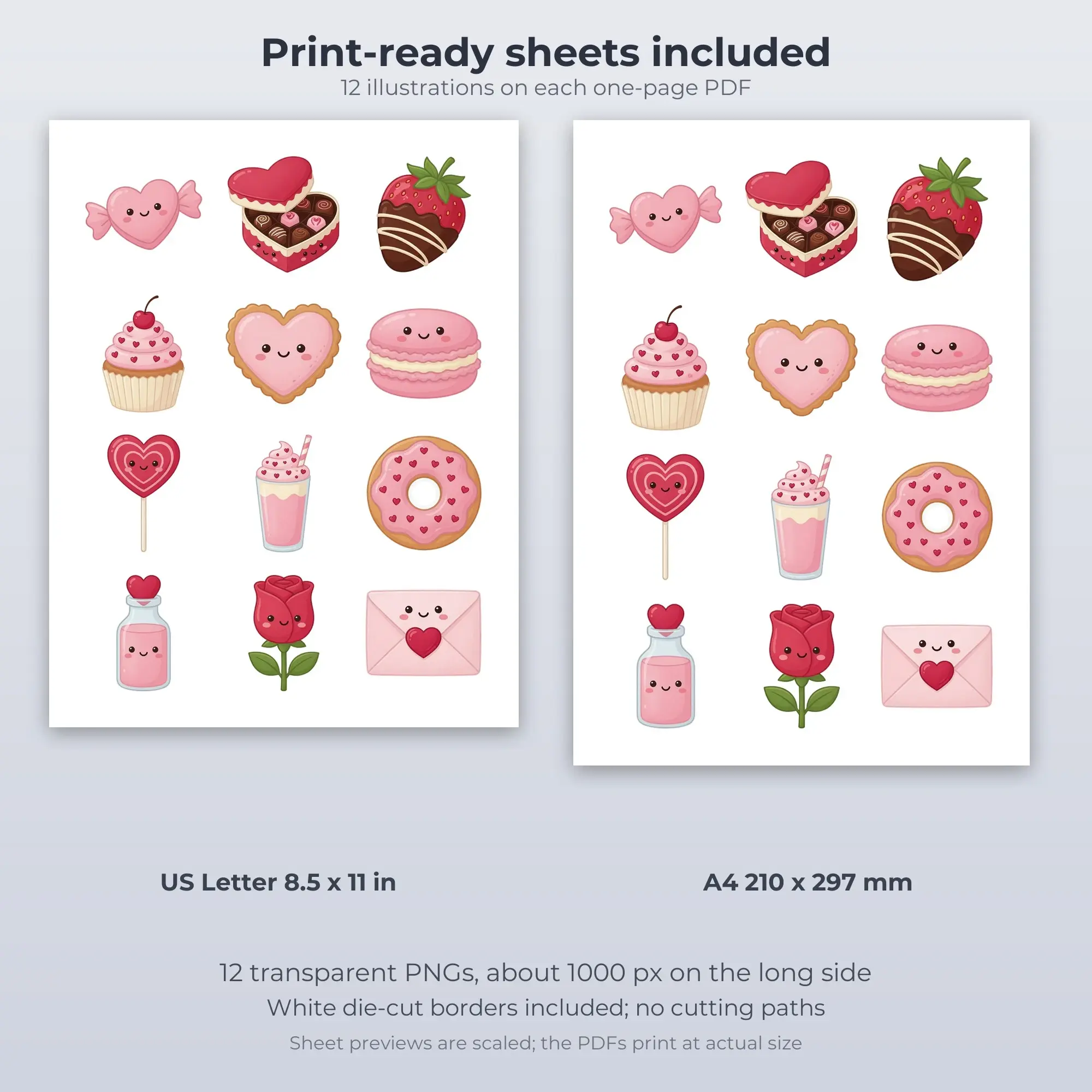 Valentine Sweets Sticker Pack - 12 Printable Stickers, preview 2 of 2