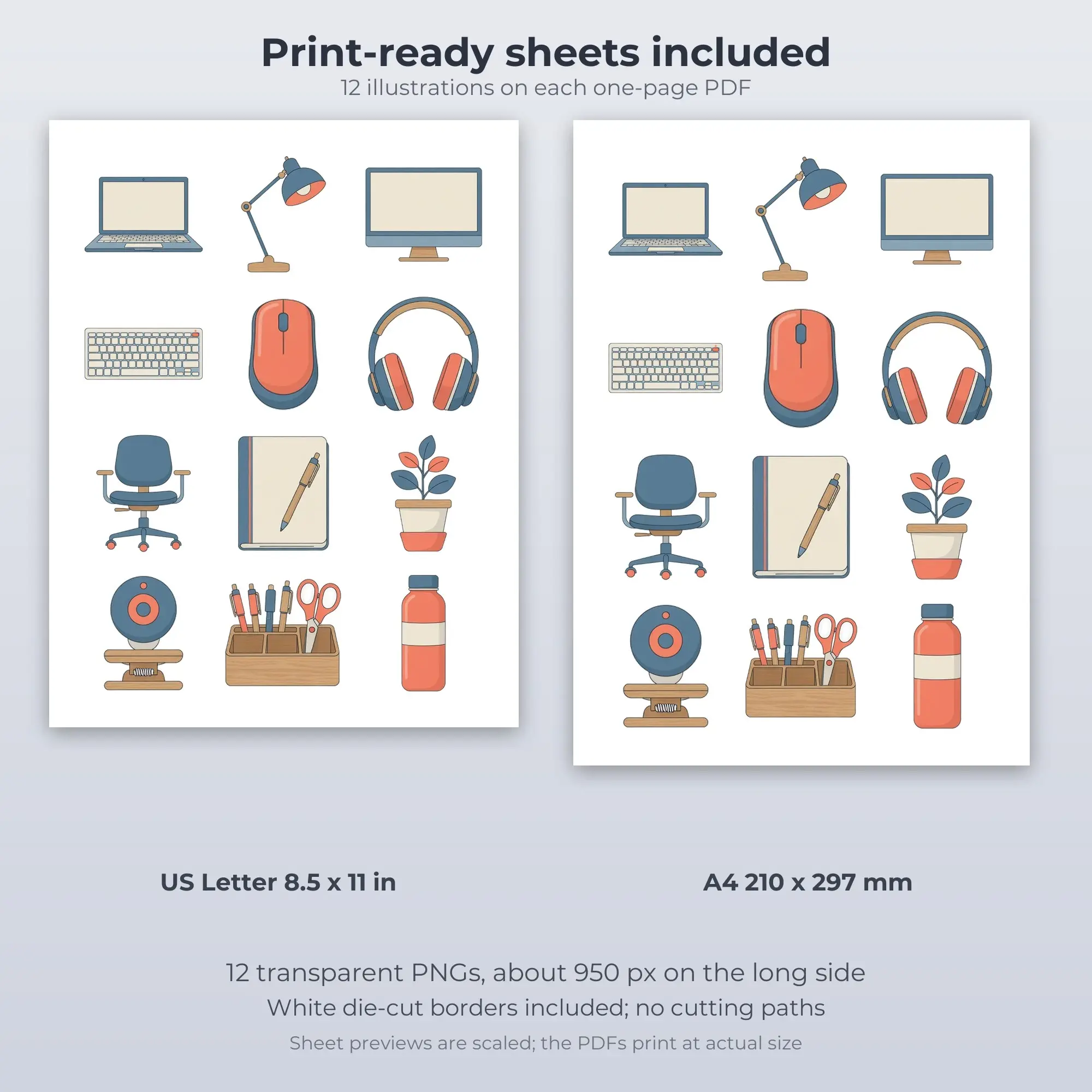 12 Work From Home Setup Stickers - Printable Sticker Sheet PDF, preview 2 of 2