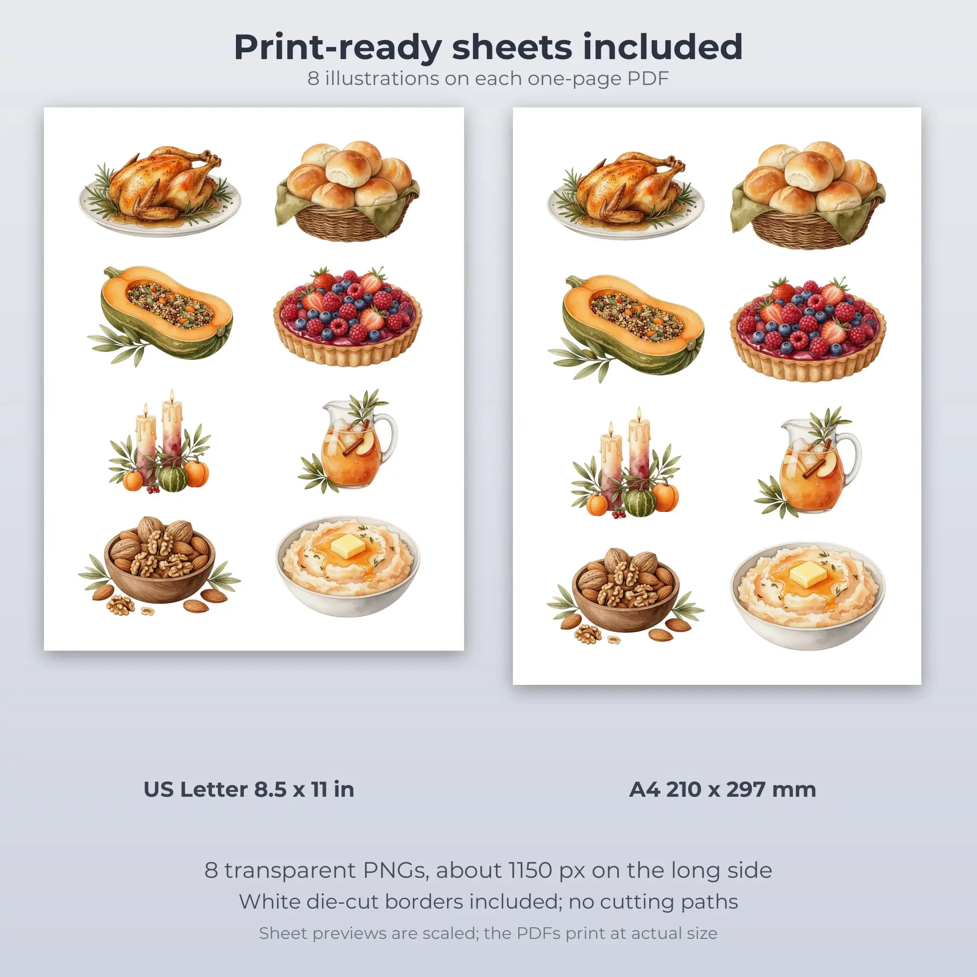 Harvest Table Thanks Printable Stickers - 8 Die-Cut PNG + PDF, preview 2 of 2