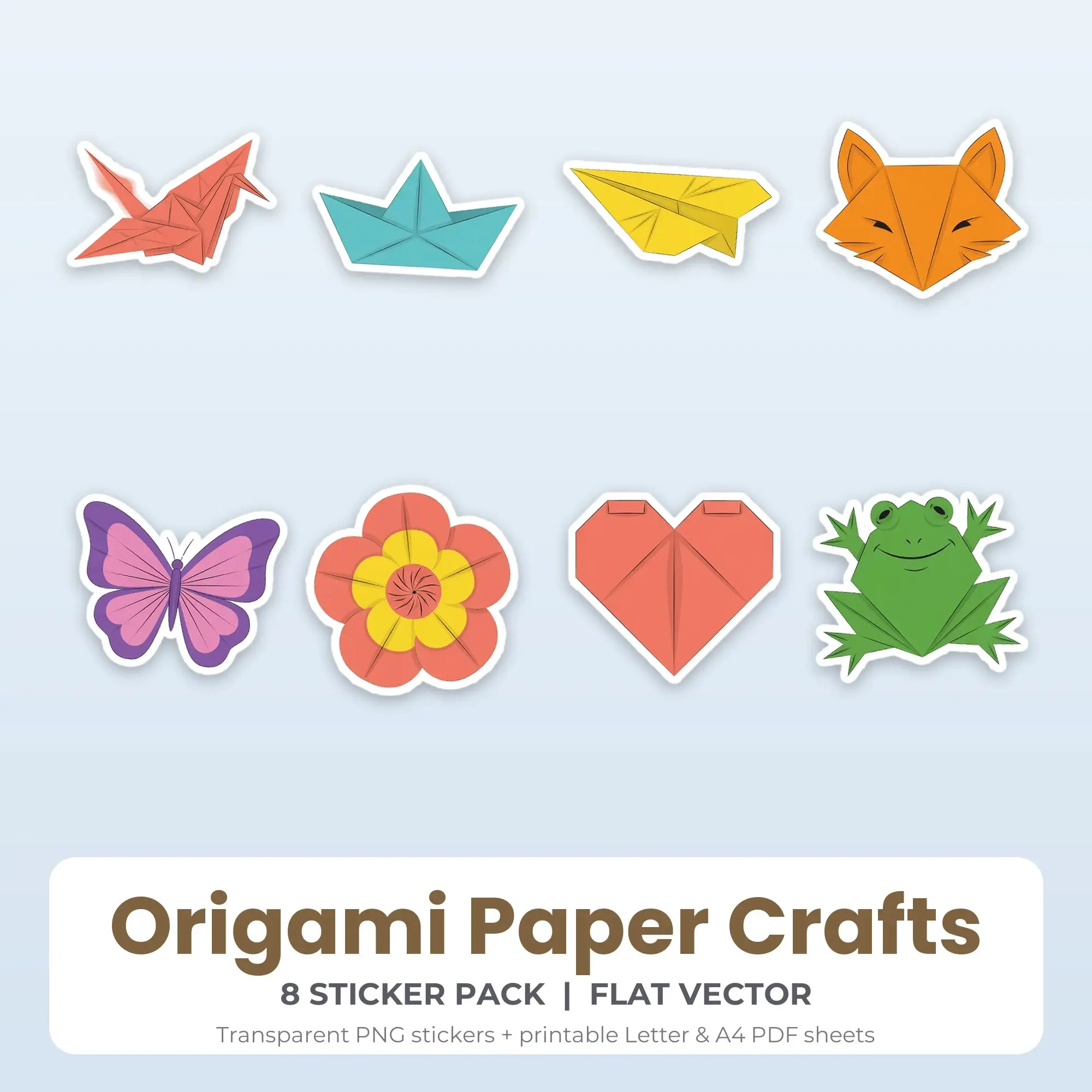 Origami Paper Crafts Sticker Pack - 8 Printable Stickers preview