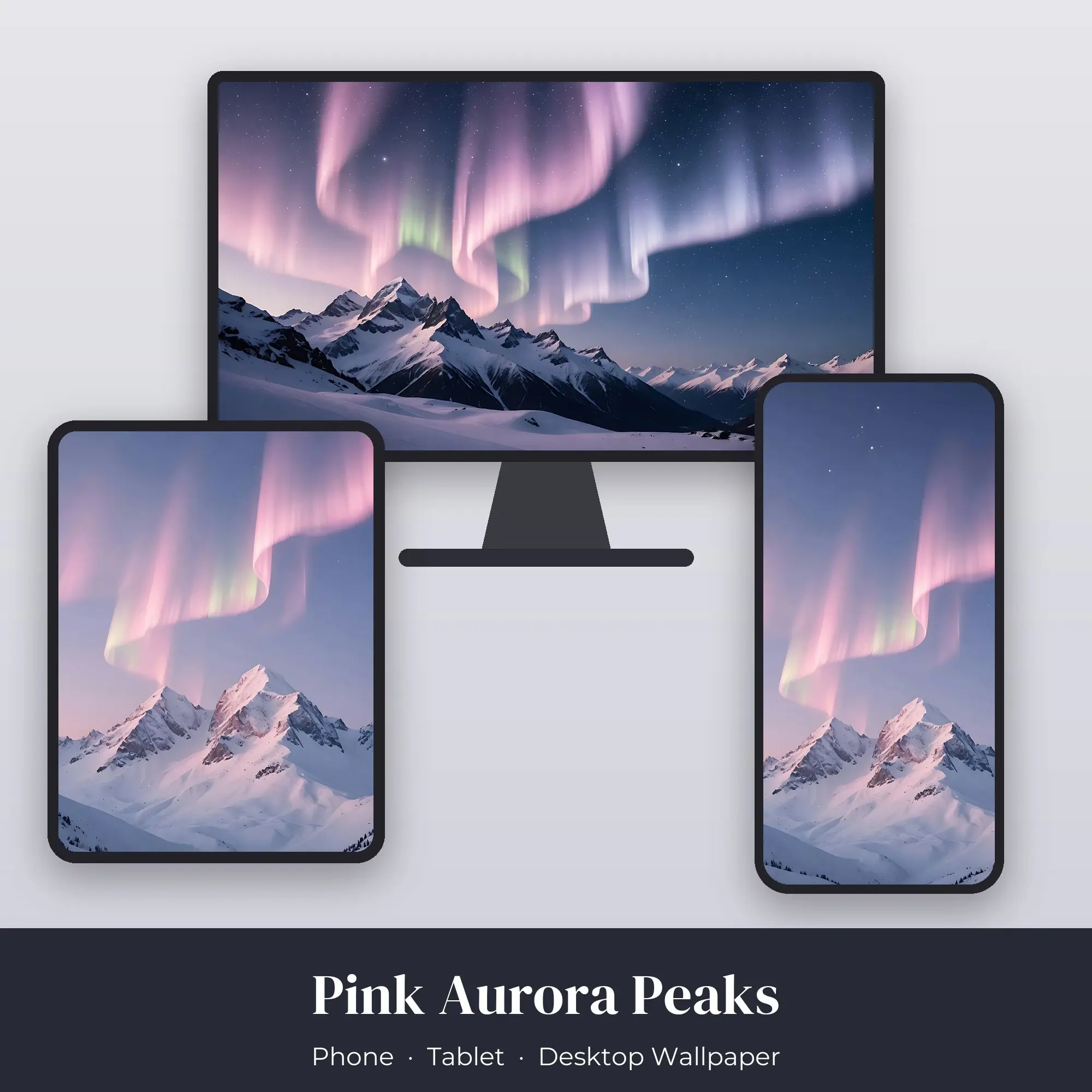 Wallpaper Pack – Pink Aurora Peaks preview
