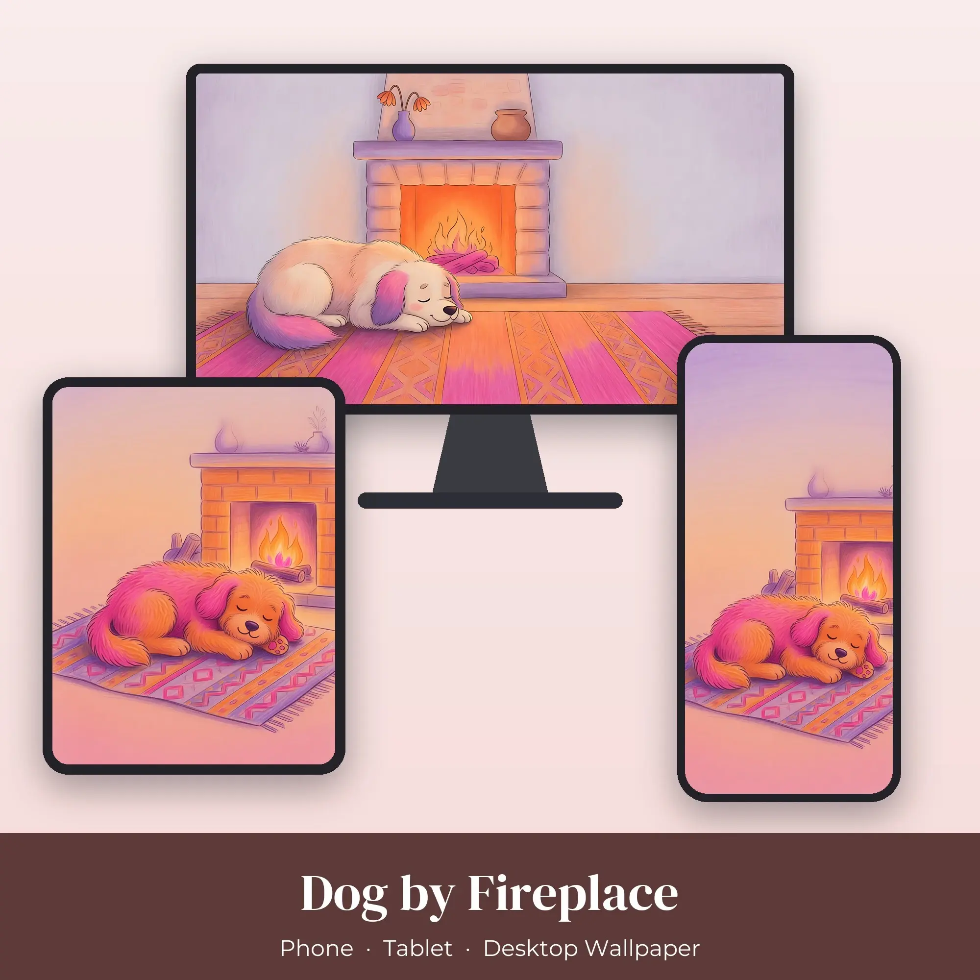 Wallpaper Pack – Dog by Fireplace preview