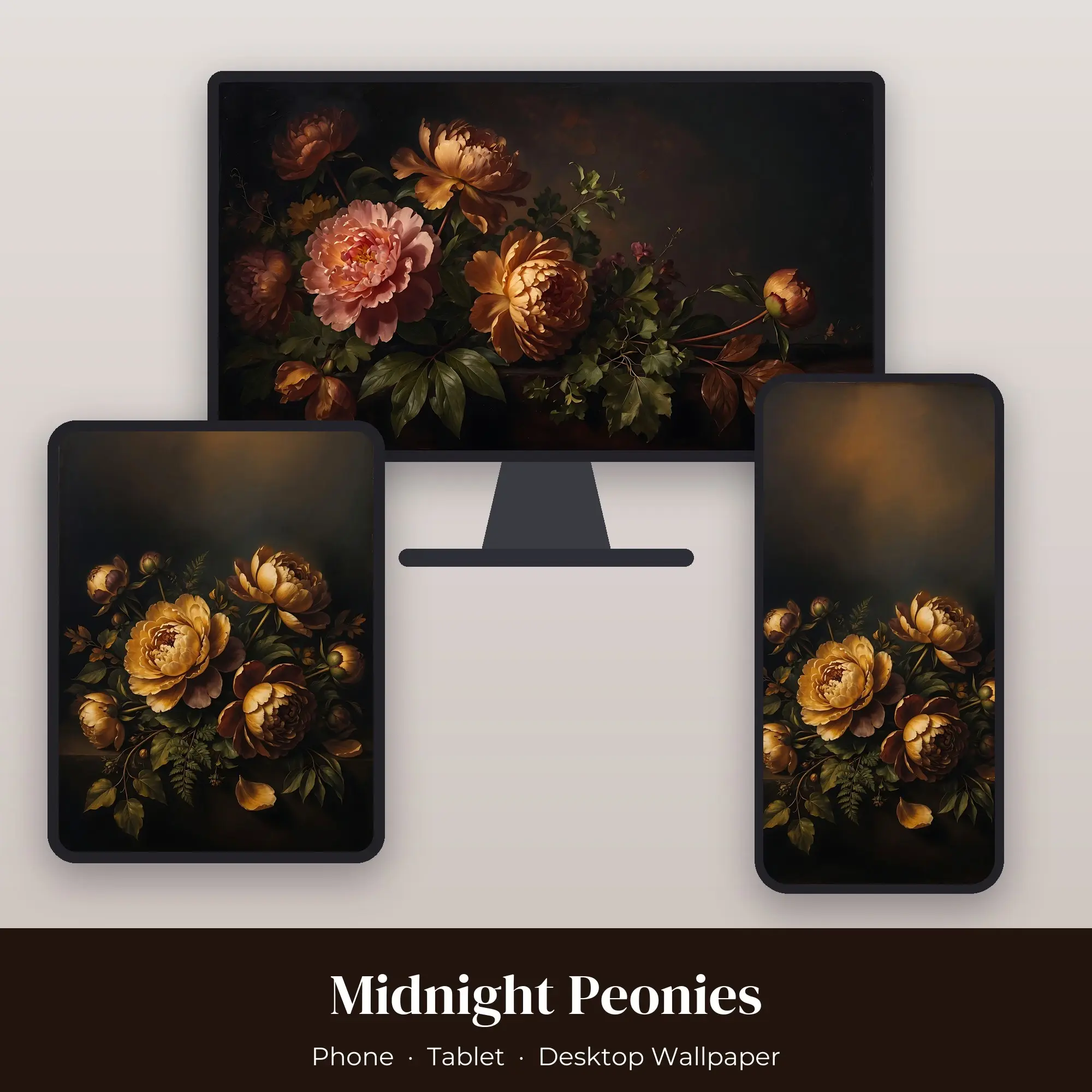Wallpaper Pack – Midnight Peonies preview