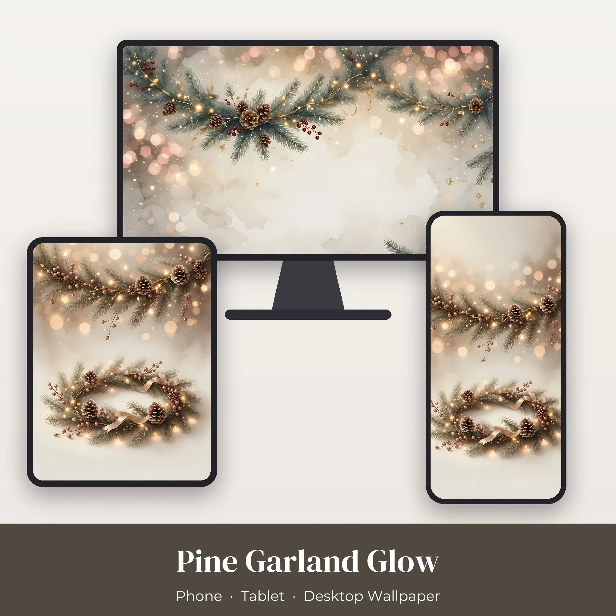 Wallpaper Pack – Pine Garland Glow preview