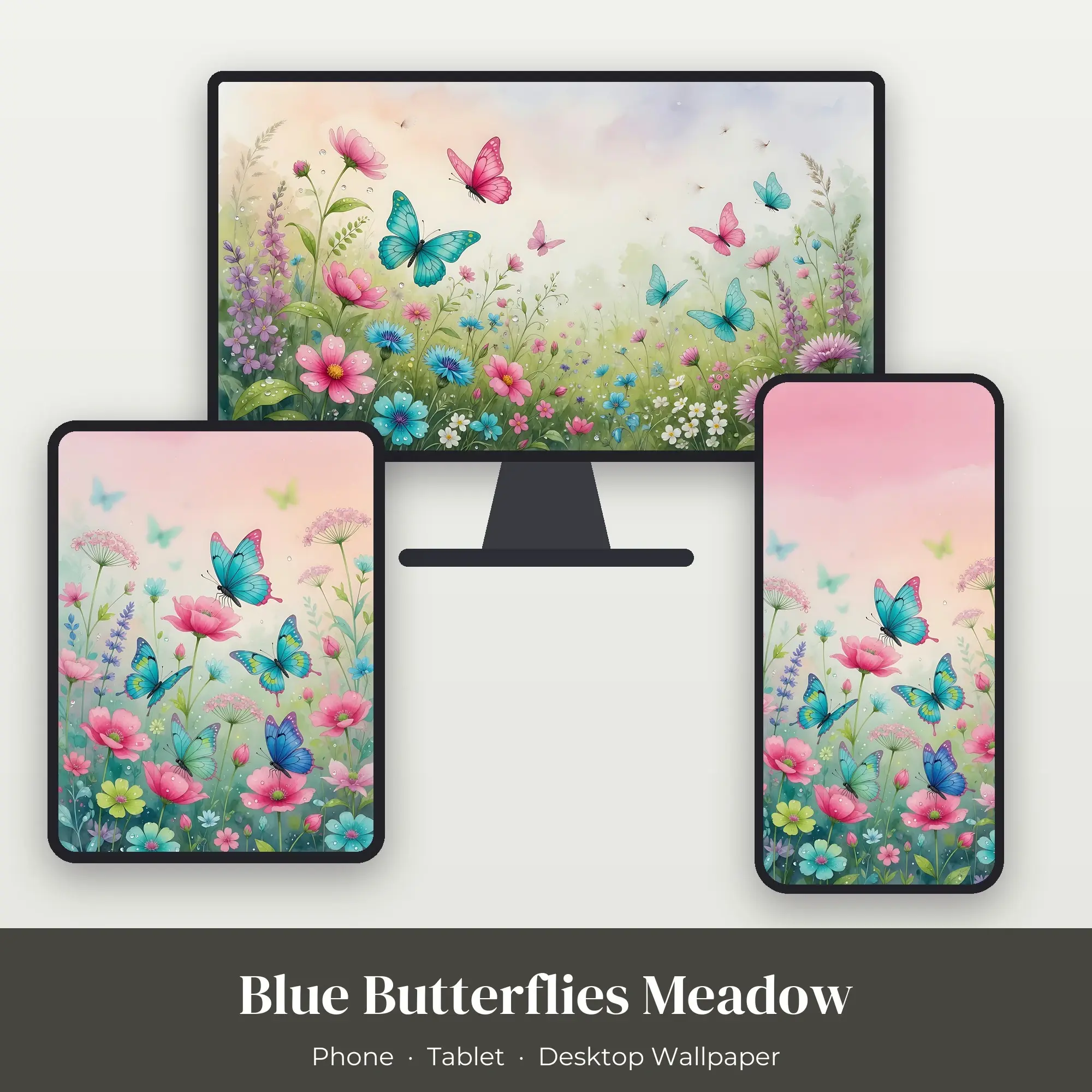 Wallpaper Pack – Blue Butterflies Meadow preview
