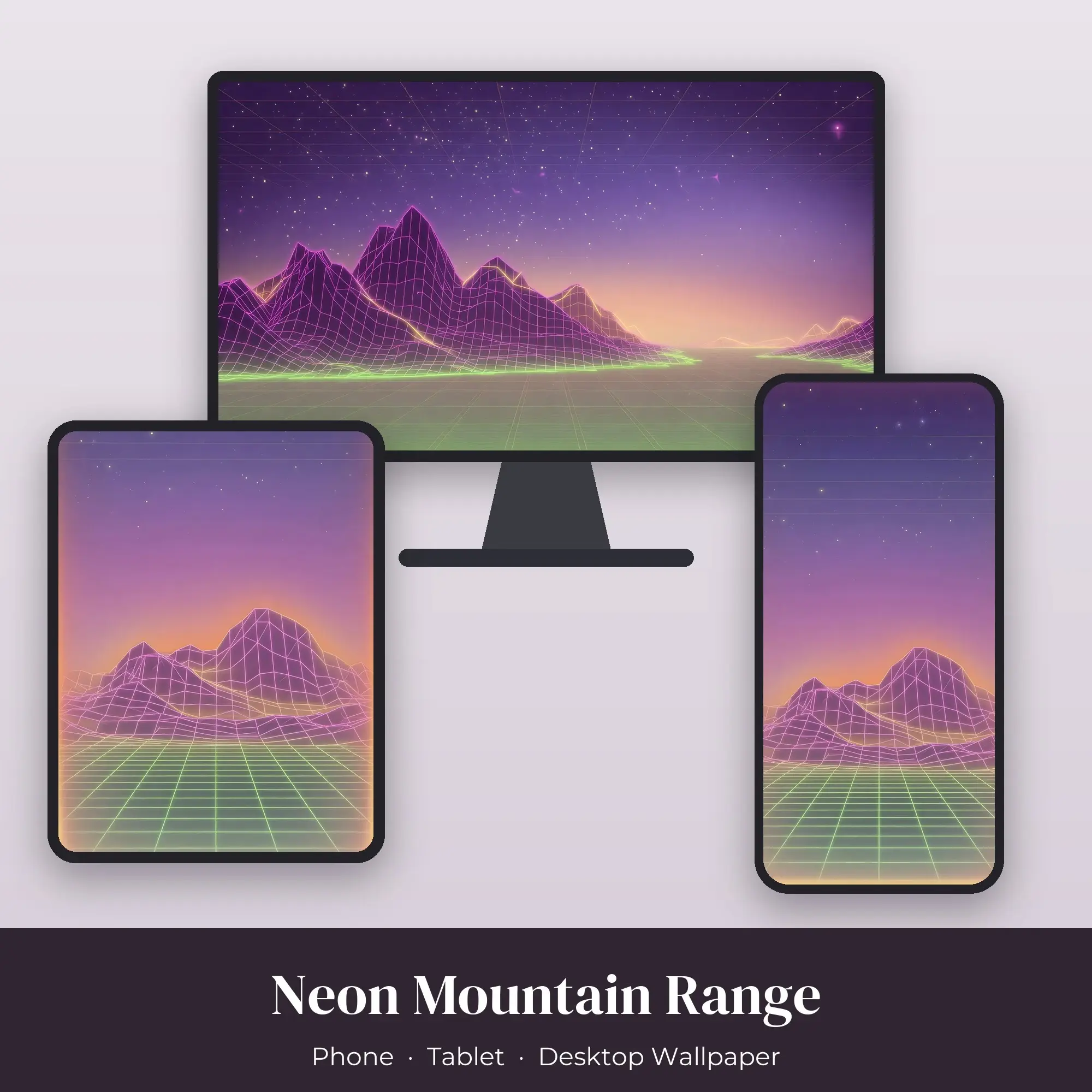 Wallpaper Pack – Neon Mountain Range preview