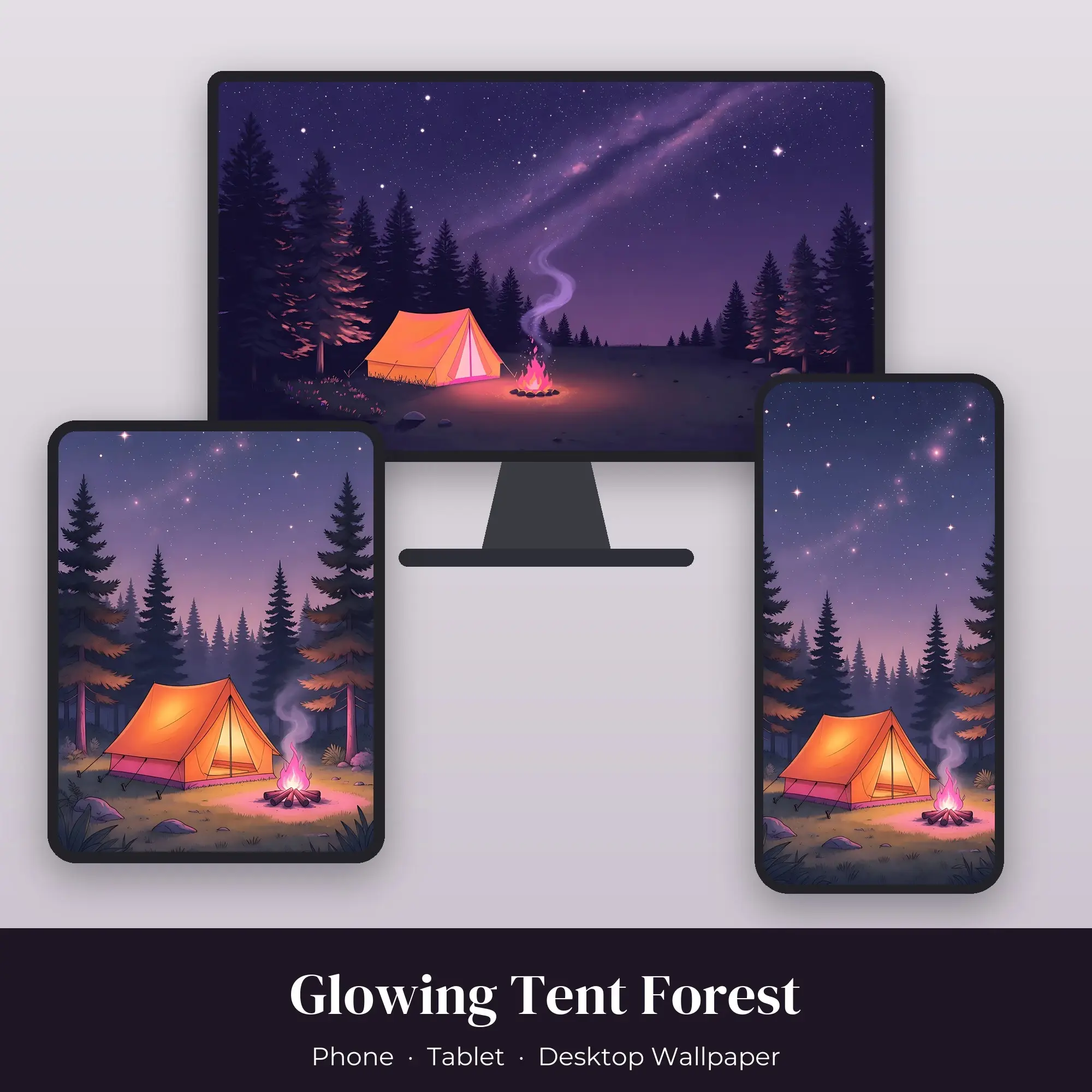 Wallpaper Pack – Glowing Tent Forest preview