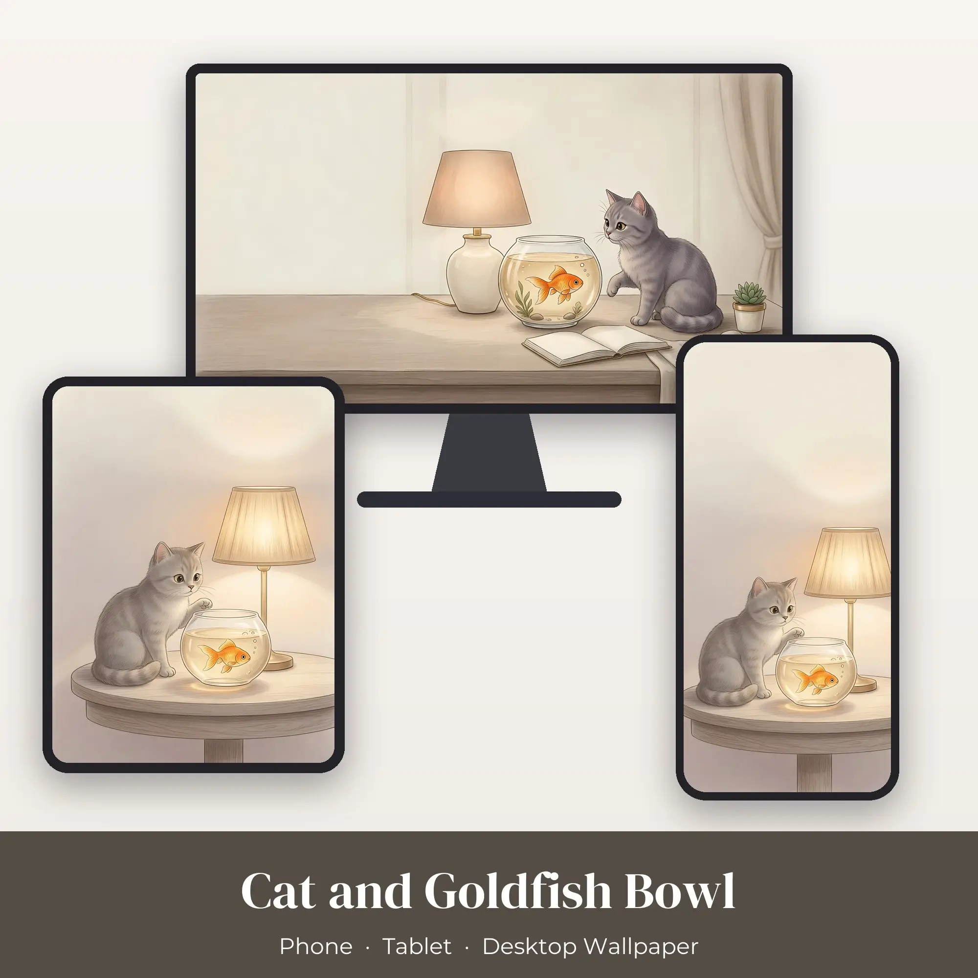Wallpaper Pack – Cat and Goldfish Bowl preview