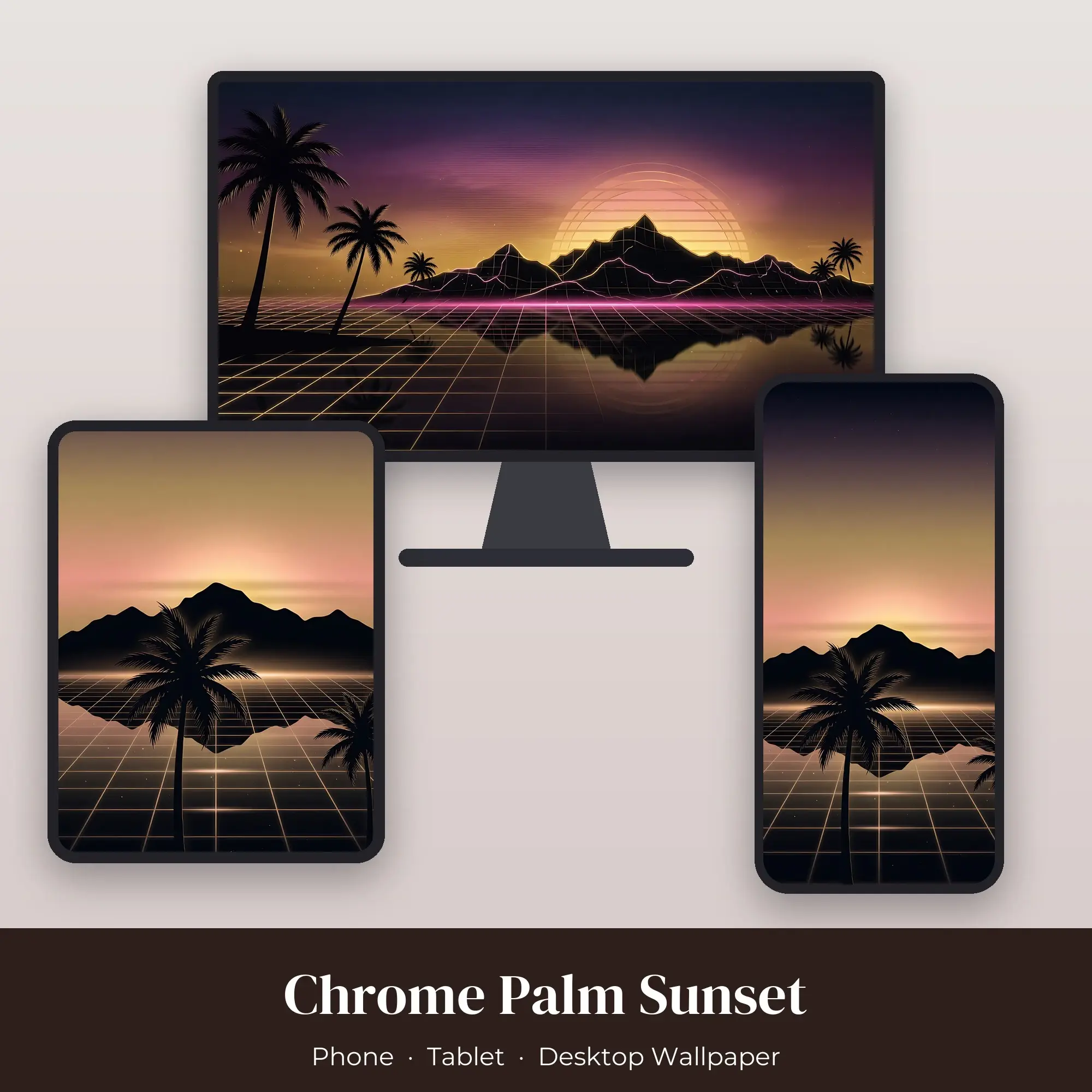 Wallpaper Pack – Chrome Palm Sunset preview