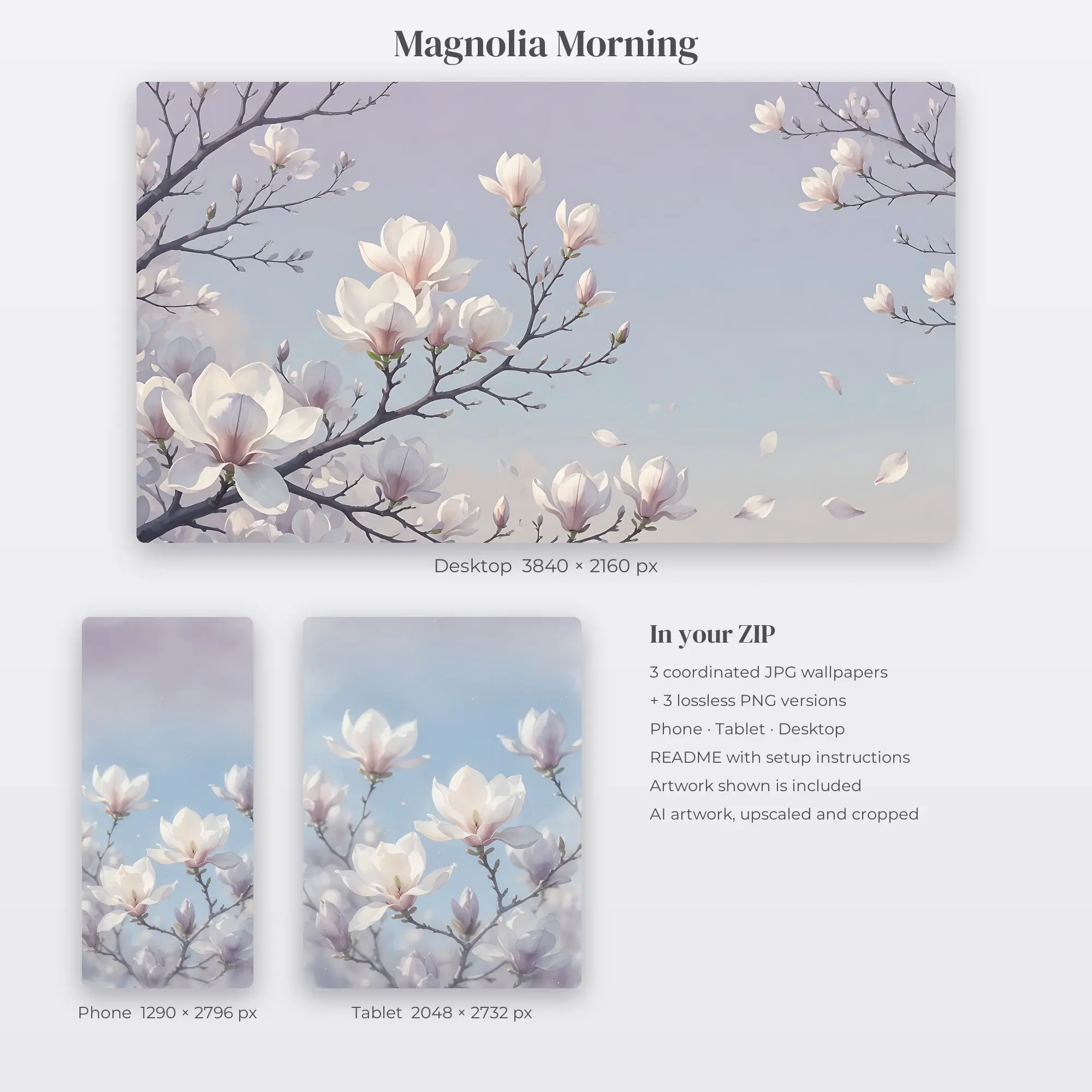Wallpaper Pack – Magnolia Morning, preview 2 of 2