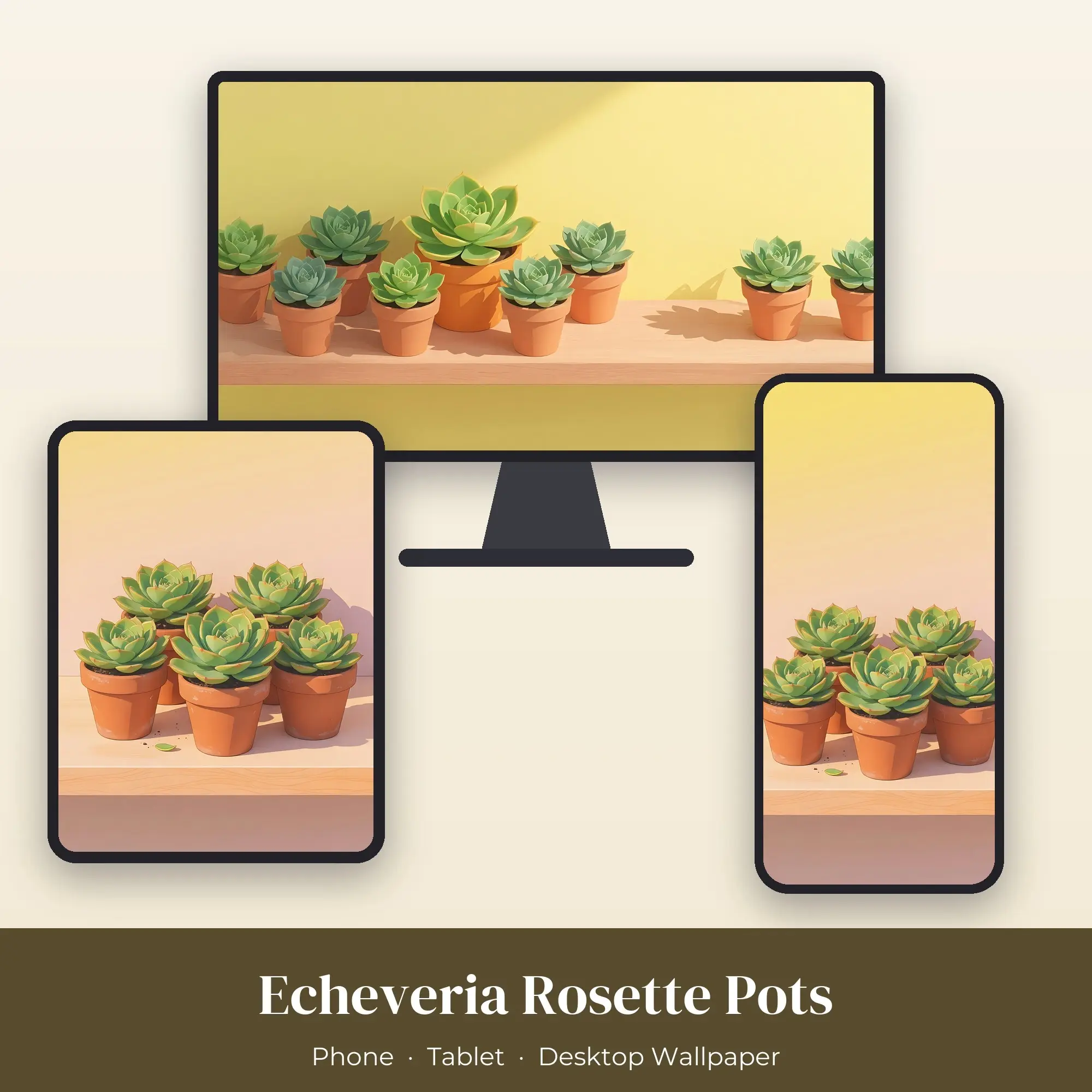 Wallpaper Pack – Echeveria Rosette Pots preview