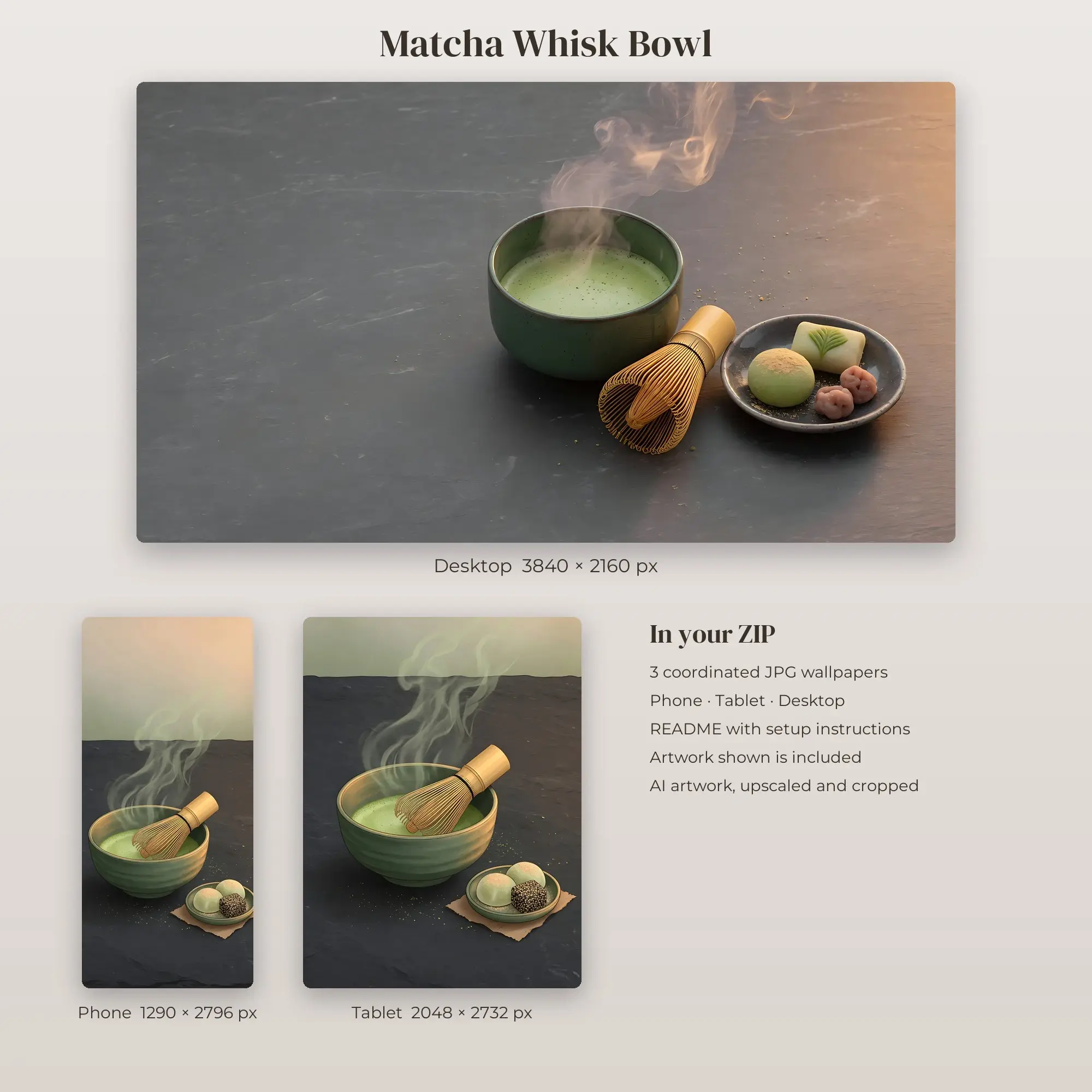 Wallpaper Pack – Matcha Whisk Bowl, preview 2 of 2