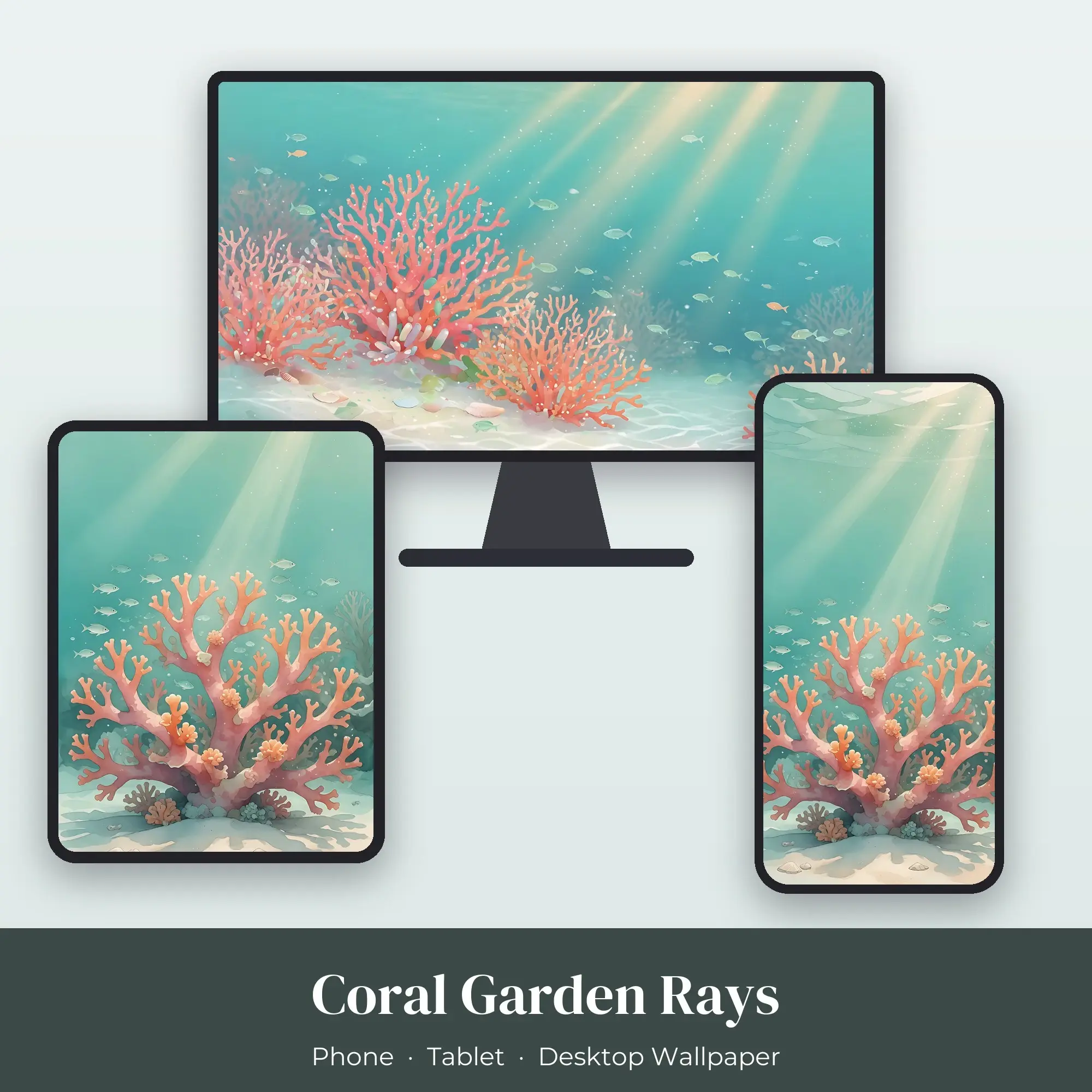 Wallpaper Pack – Coral Garden Rays preview