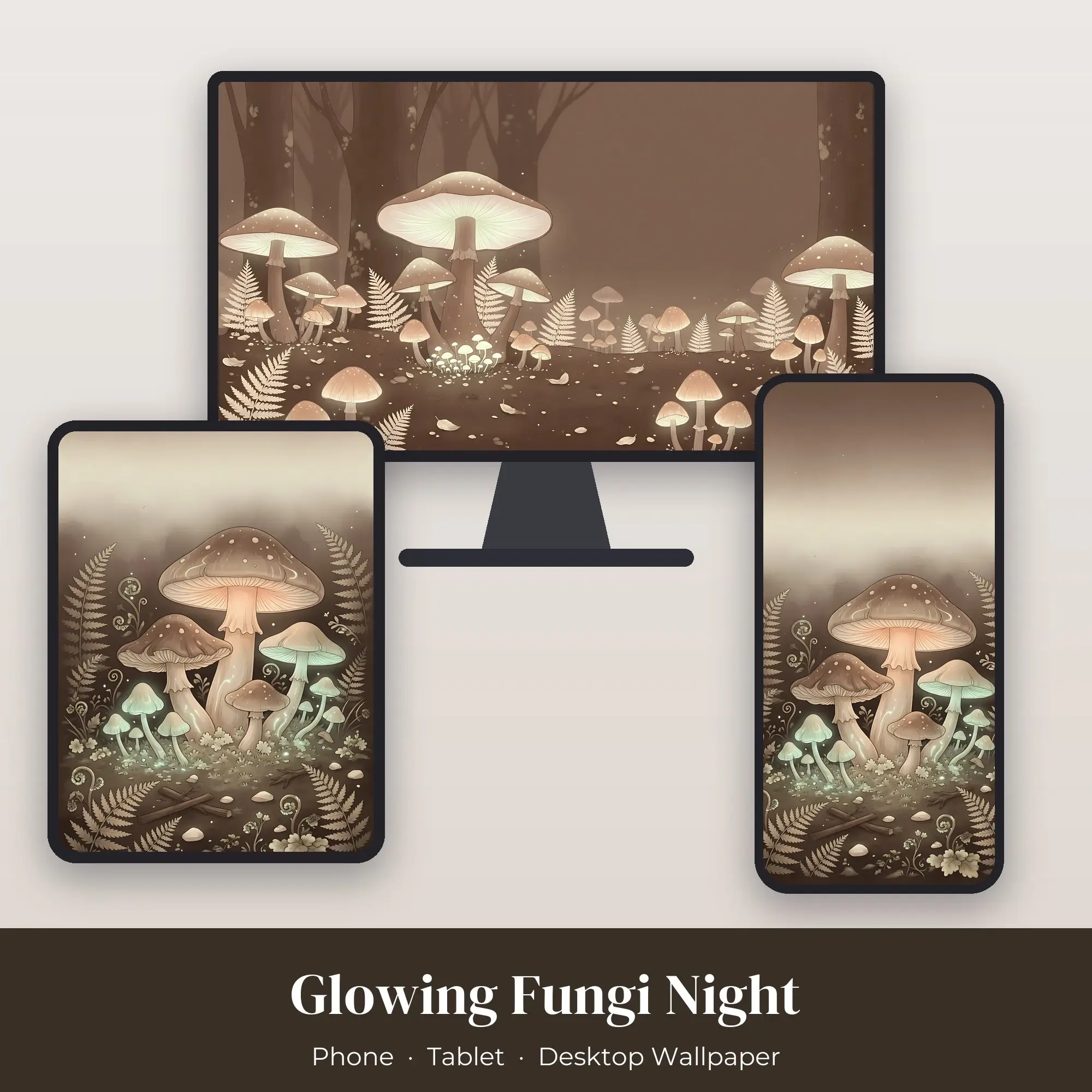 Wallpaper Pack – Glowing Fungi Night preview