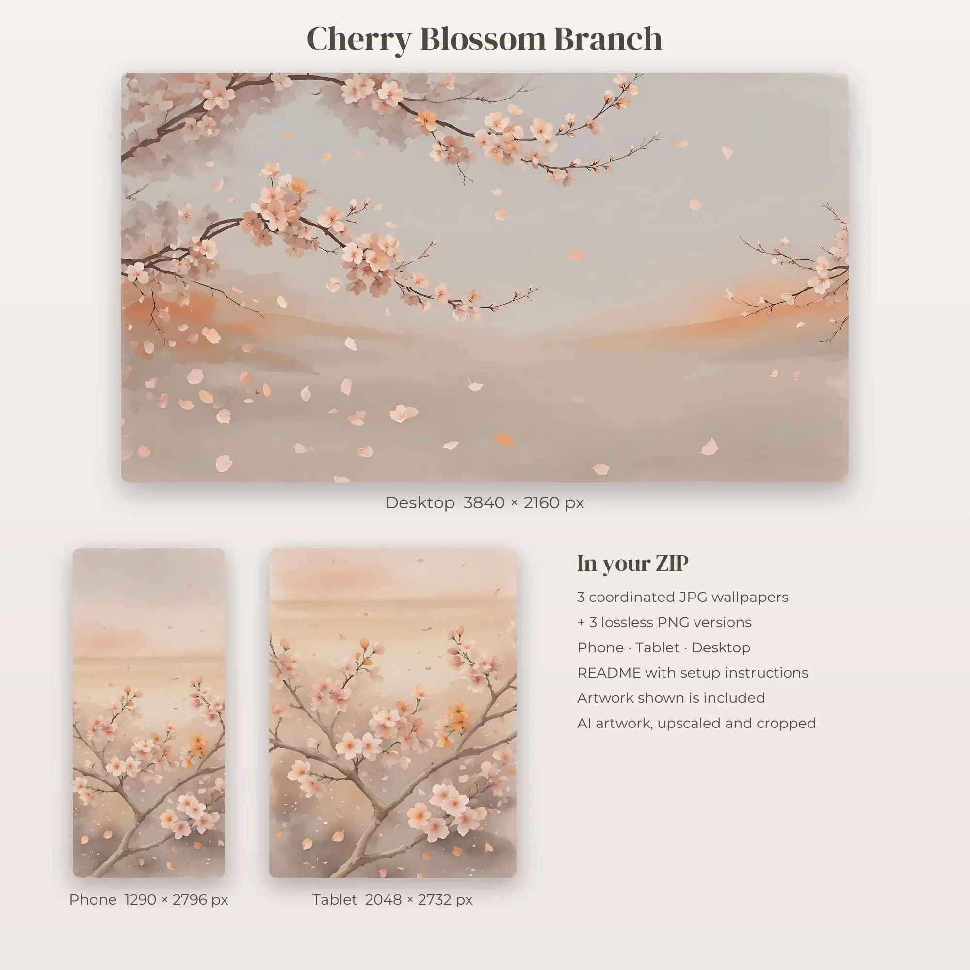 Wallpaper Pack – Cherry Blossom Branch, preview 2 of 2