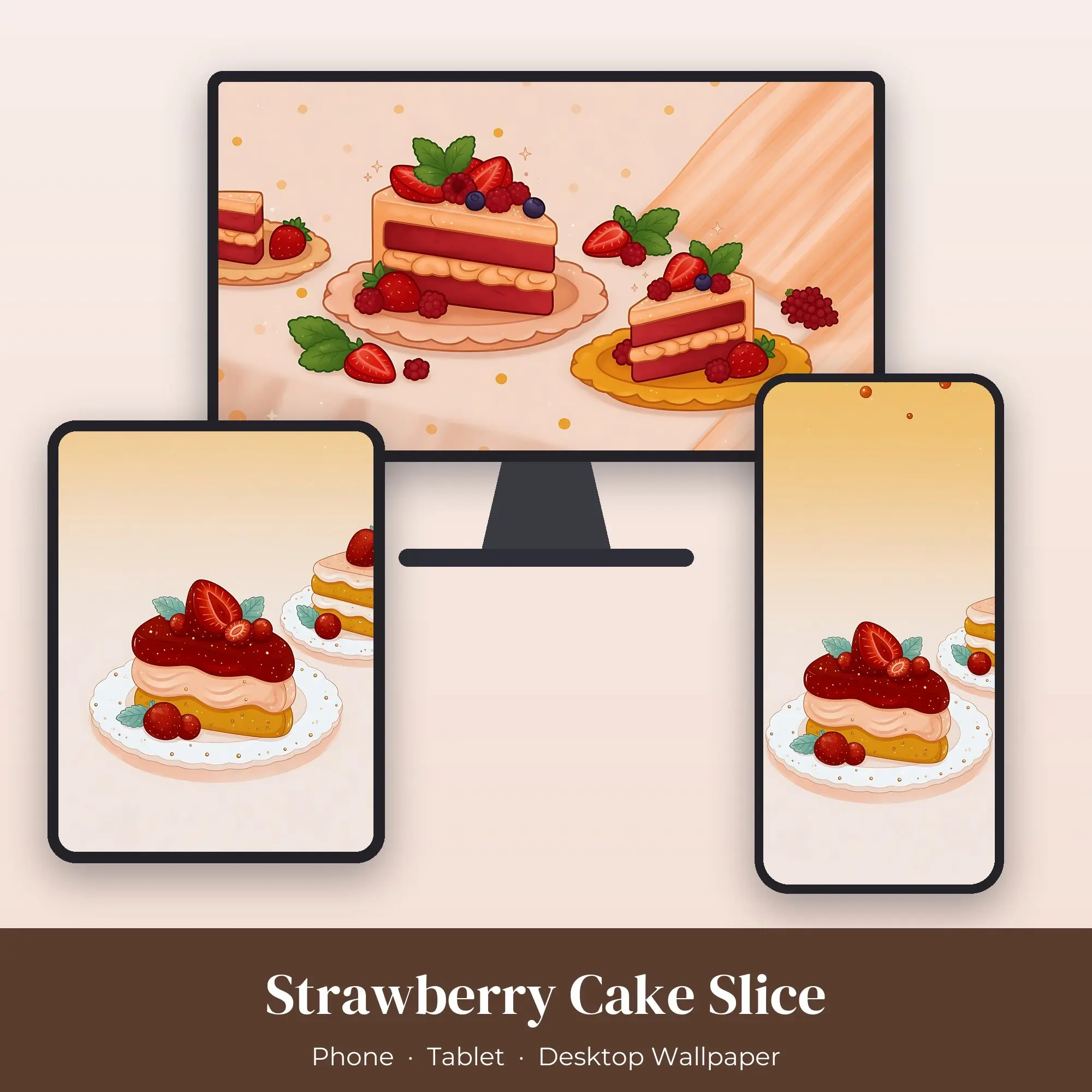 Wallpaper Pack – Strawberry Cake Slice preview