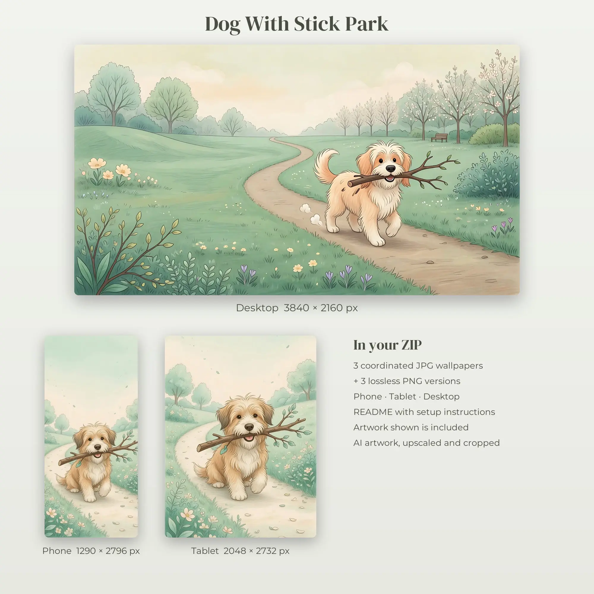 Wallpaper Pack – Dog With Stick Park, preview 2 of 2