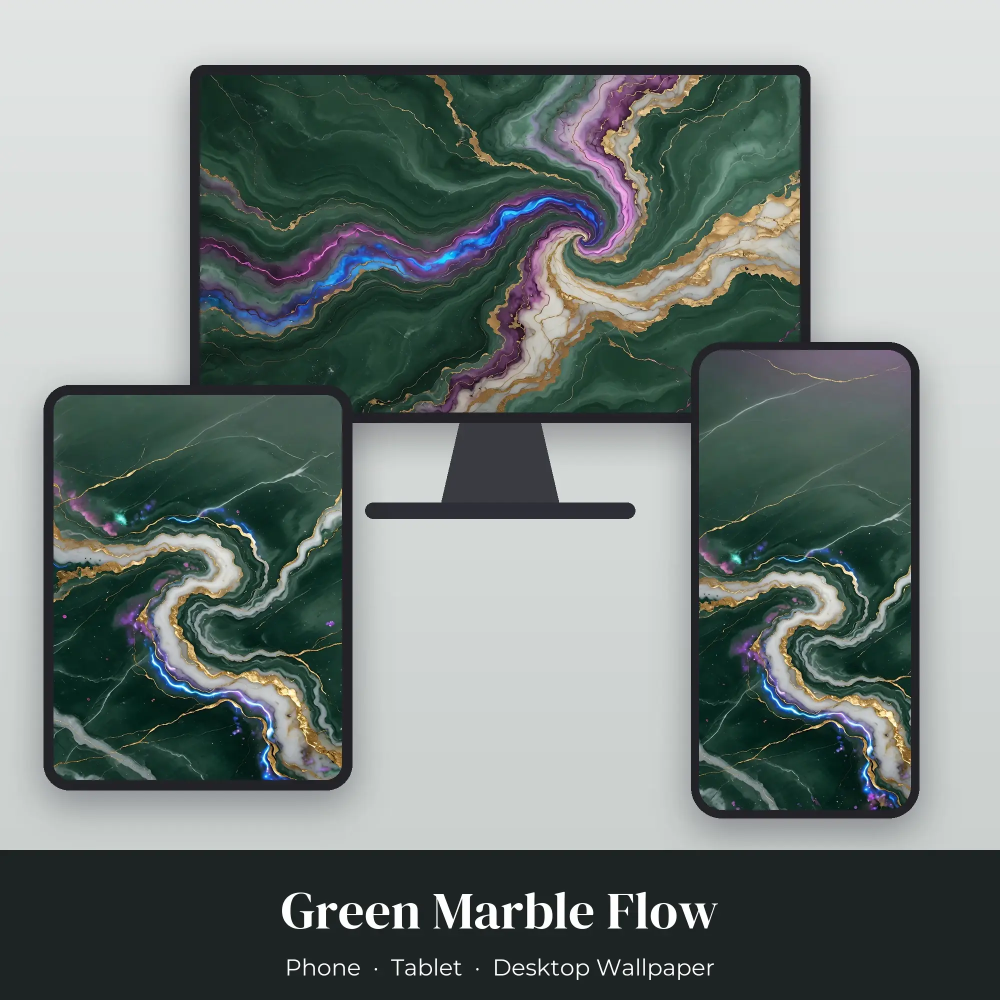 Wallpaper Pack – Green Marble Flow preview
