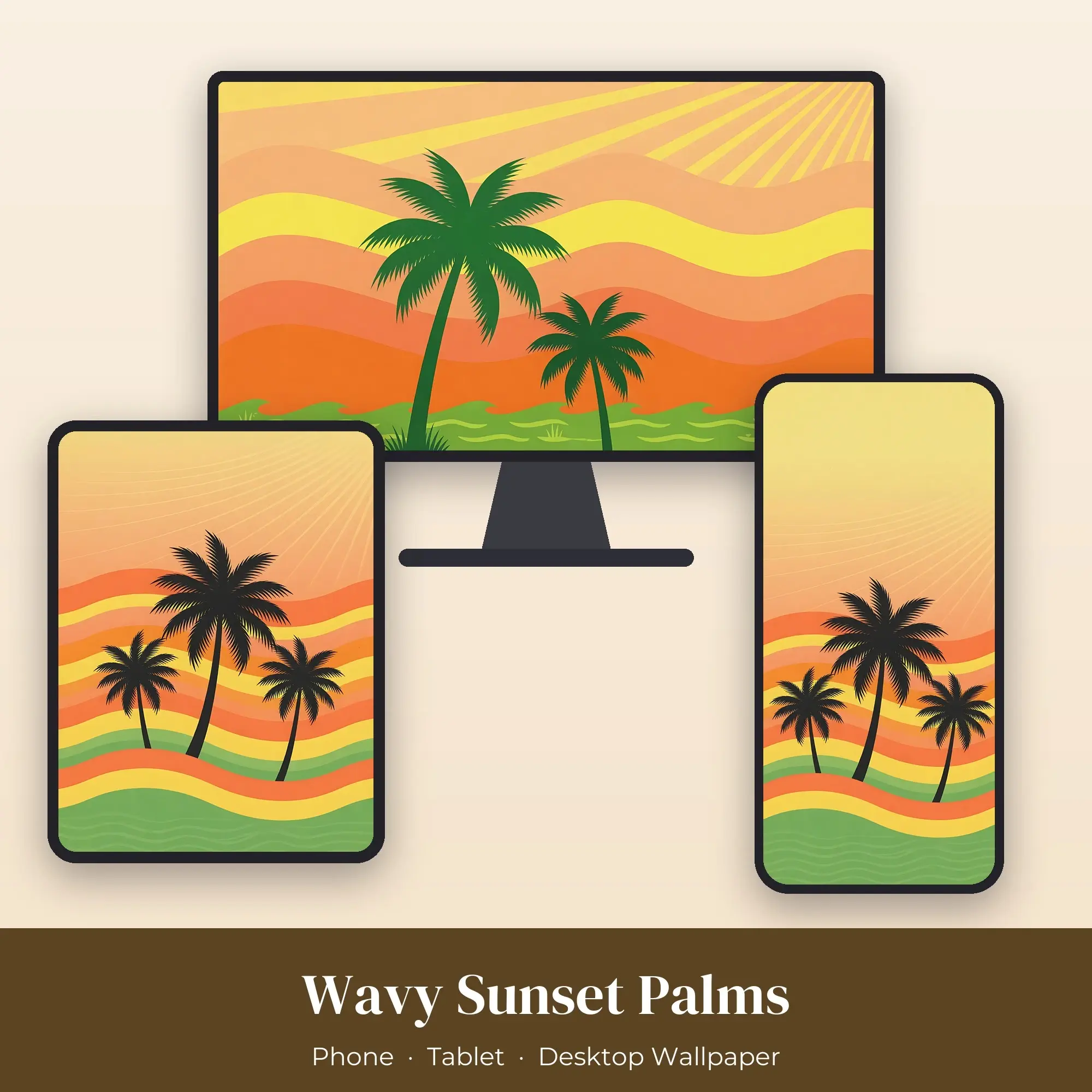 Wallpaper Pack – Wavy Sunset Palms preview