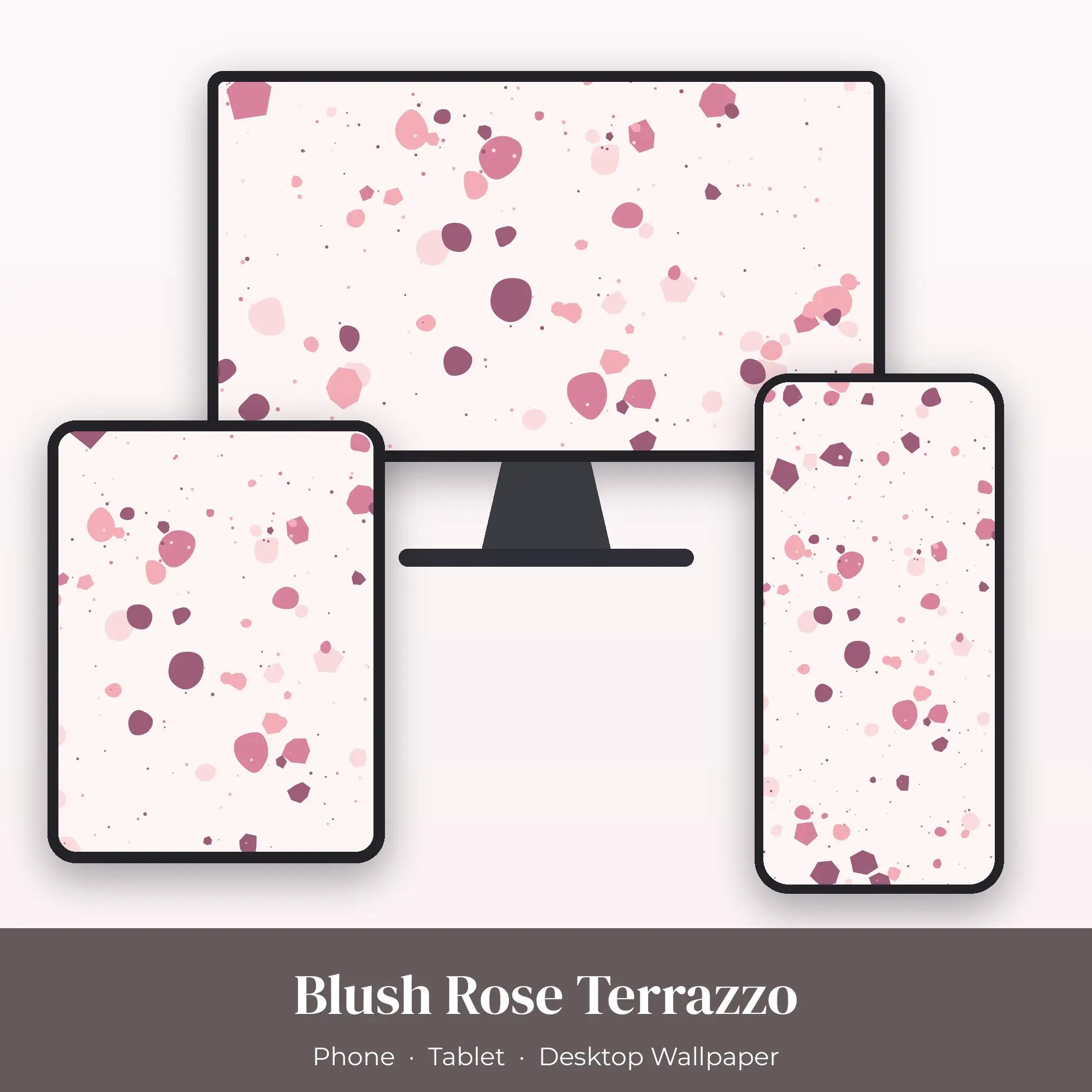 Blush Rose Terrazzo Wallpaper Set – Phone, Tablet & Desktop preview