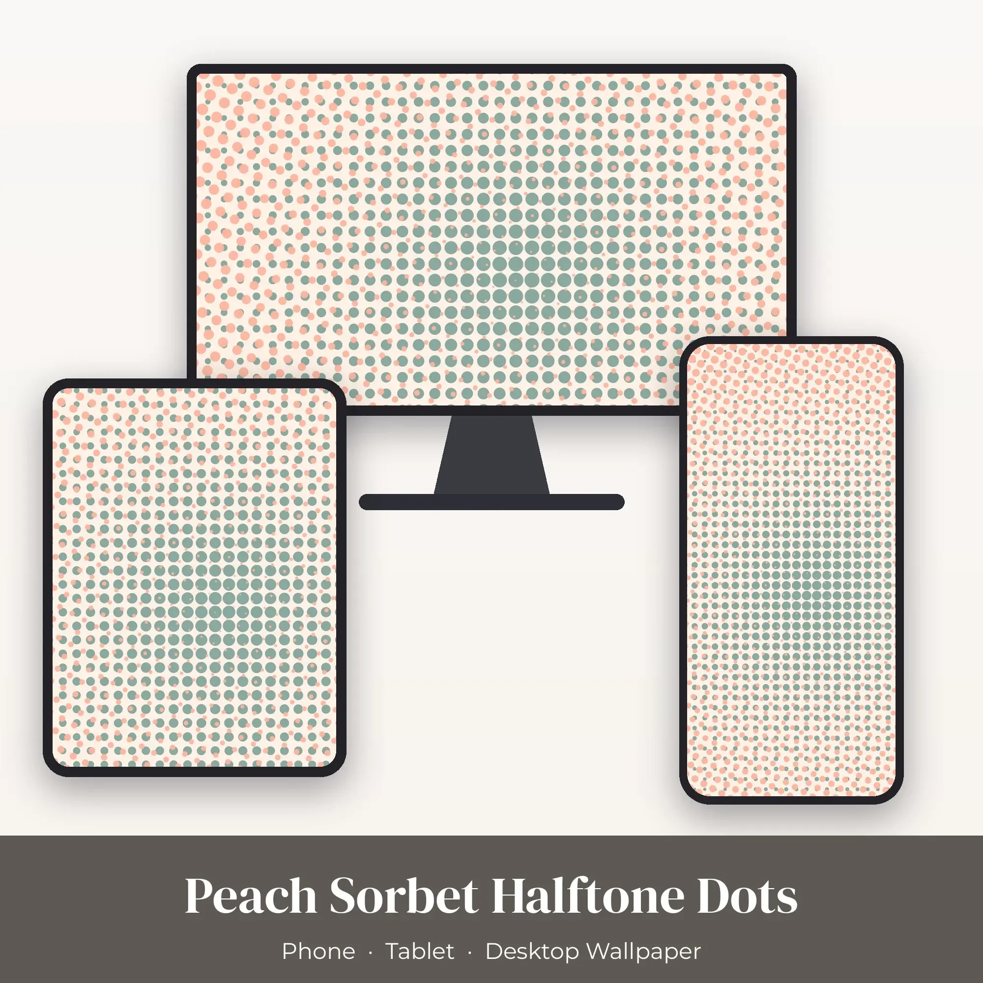 Peach Sorbet Halftone Dots Wallpaper Set – Phone, Tablet & Desktop preview