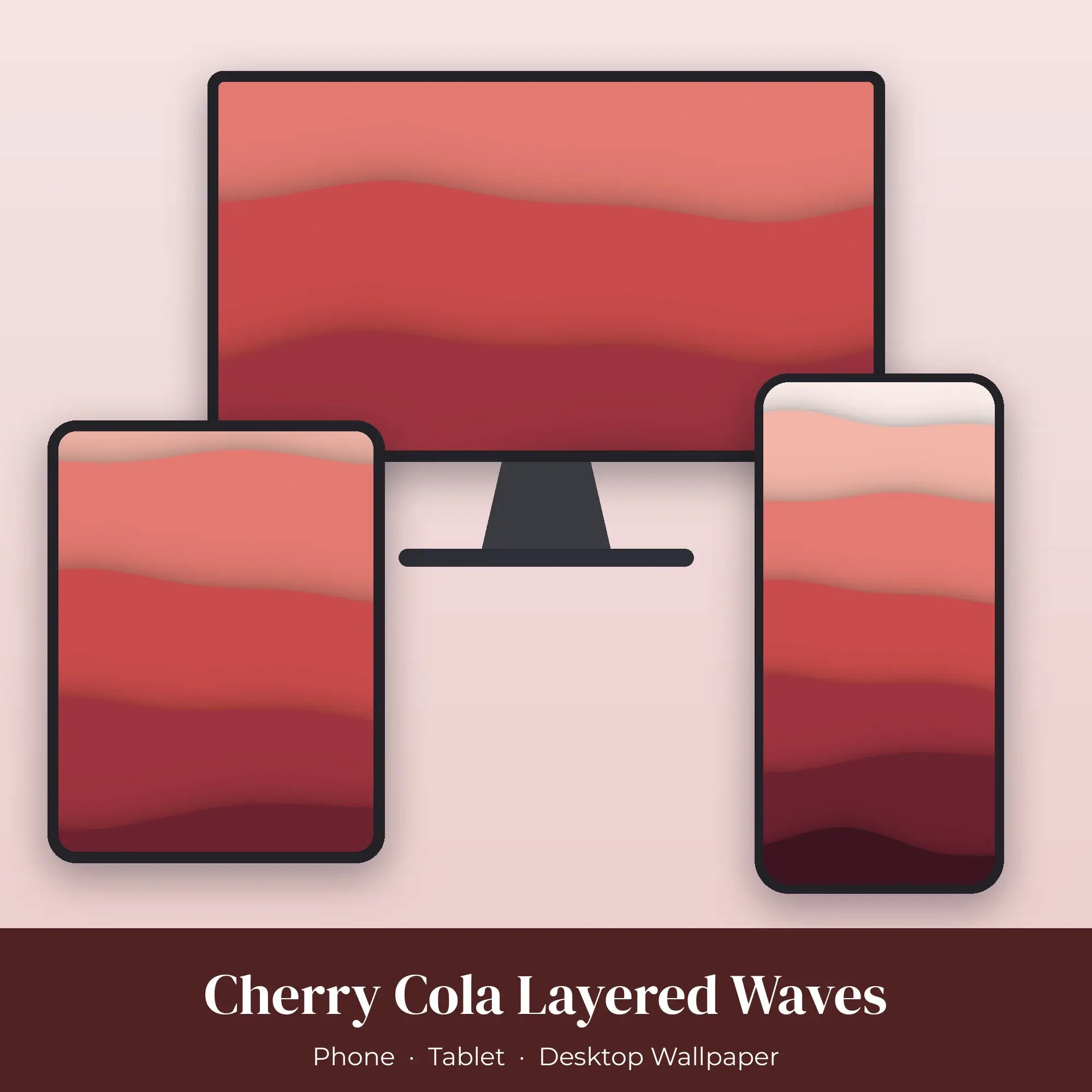Cherry Cola Layered Waves Wallpaper Set – Phone, Tablet & Desktop preview