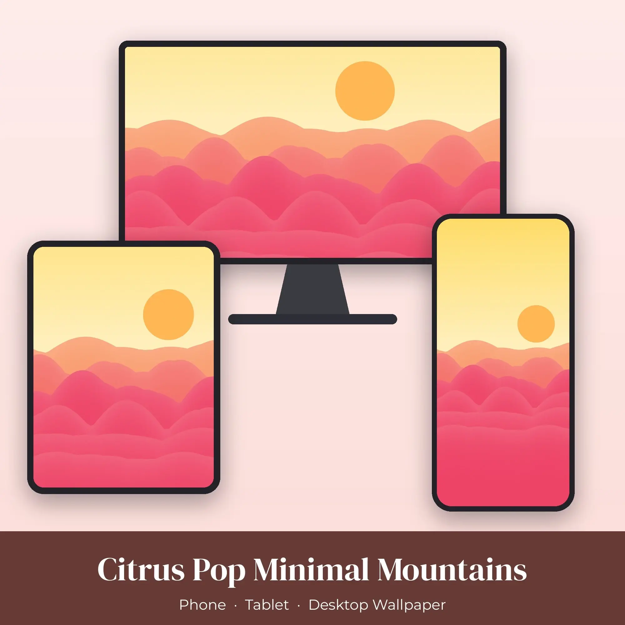 Citrus Pop Minimal Mountains Wallpaper Set – Phone, Tablet & Desktop preview