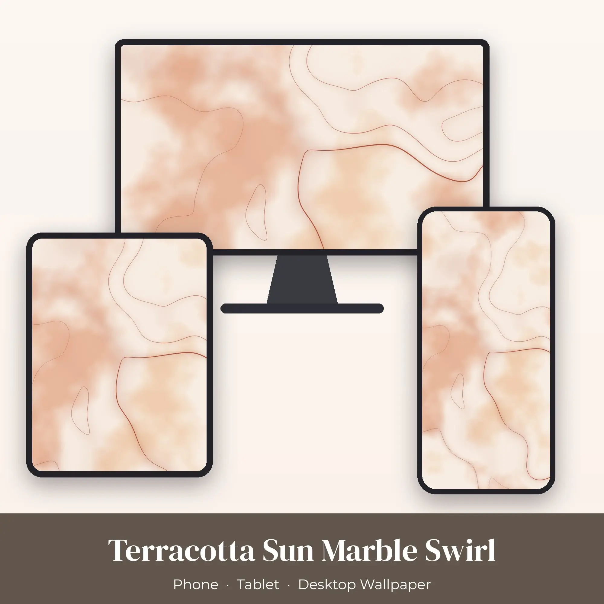 Terracotta Sun Marble Swirl Wallpaper Set – Phone, Tablet & Desktop preview