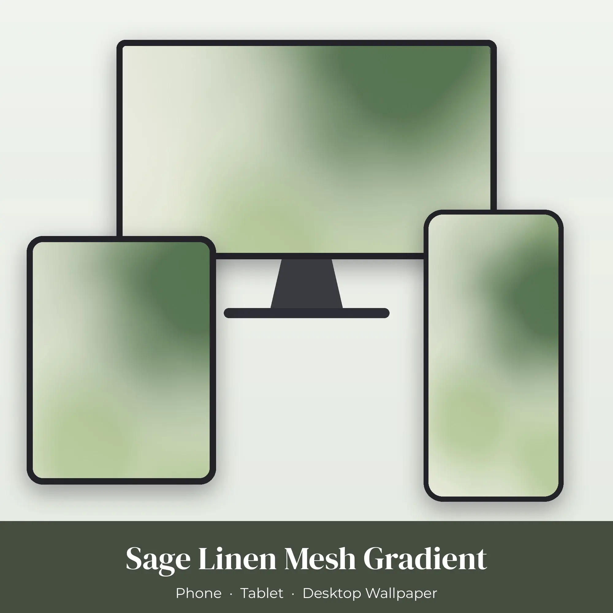 Sage Linen Mesh Gradient Wallpaper Set – Phone, Tablet & Desktop, preview 1 of 2