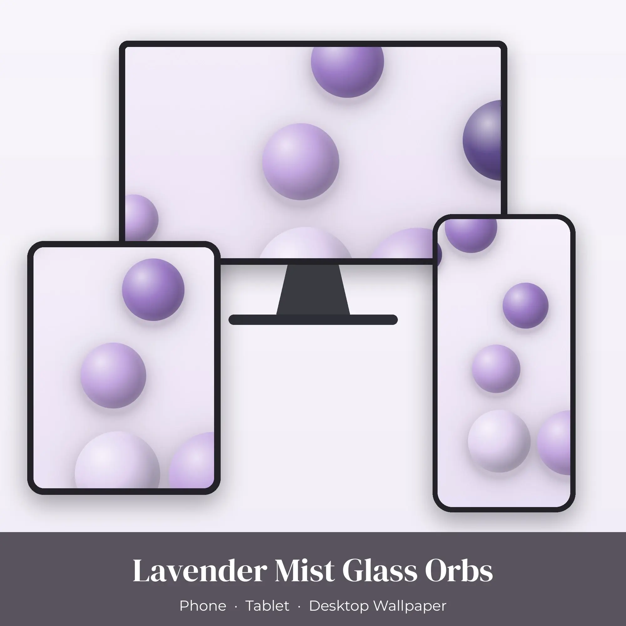 Lavender Mist Glass Orbs Wallpaper Set – Phone, Tablet & Desktop preview