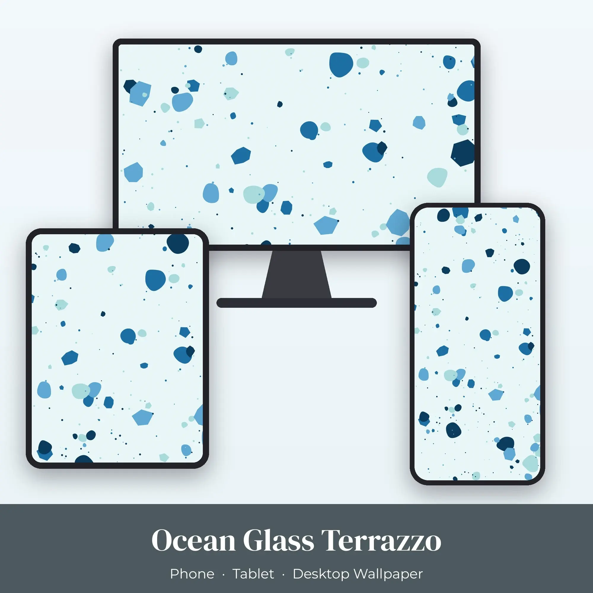 Ocean Glass Terrazzo Wallpaper Set – Phone, Tablet & Desktop preview