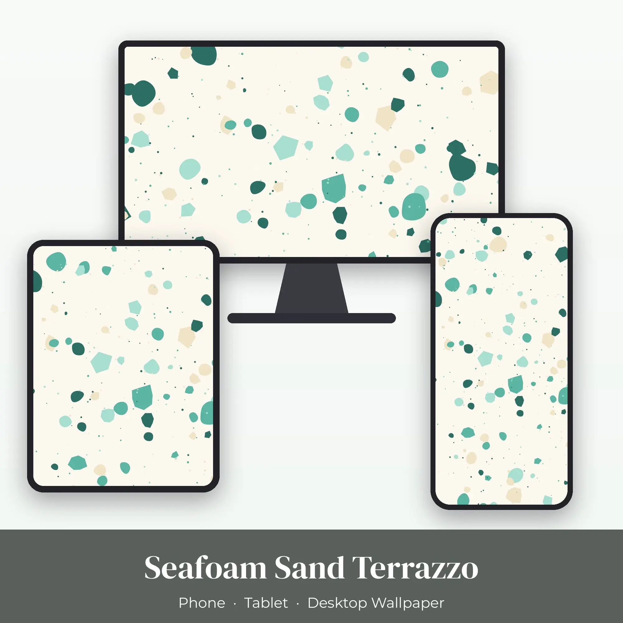 Seafoam Sand Terrazzo Wallpaper Set – Phone, Tablet & Desktop preview
