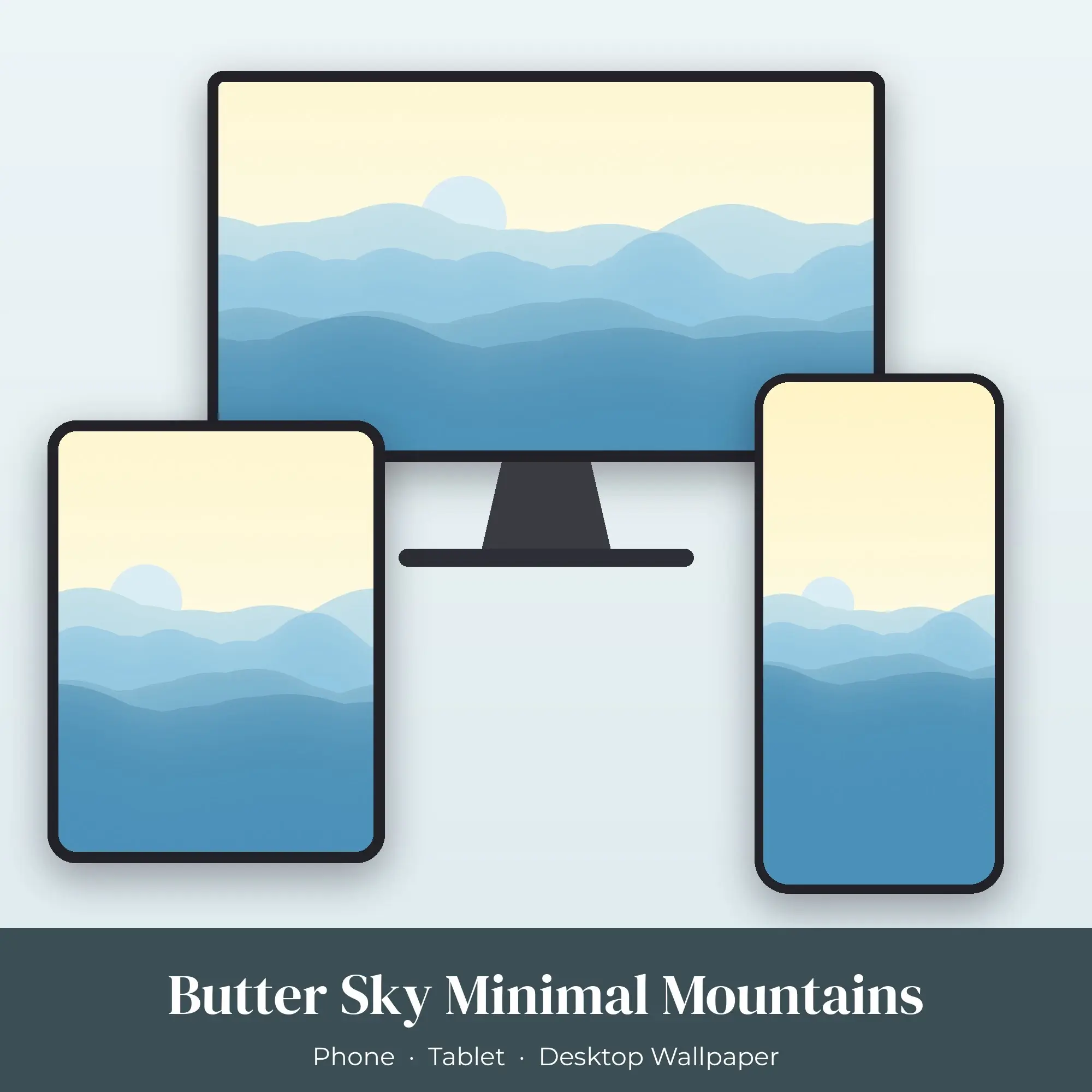 Butter Sky Minimal Mountains Wallpaper Set – Phone, Tablet & Desktop preview