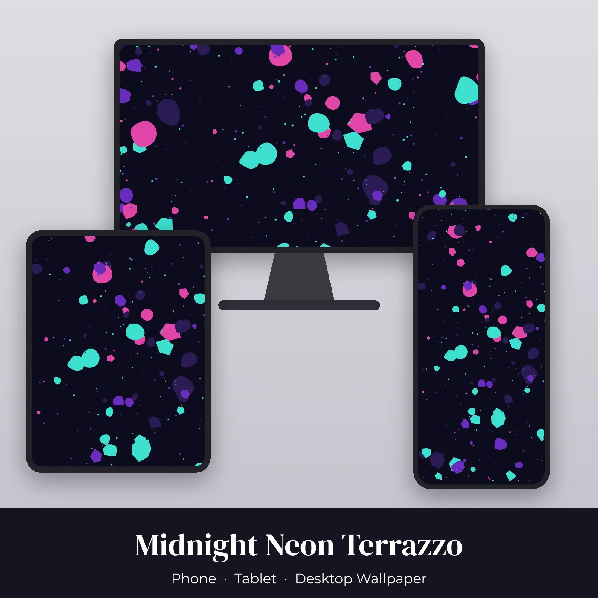 Midnight Neon Terrazzo Wallpaper Set – Phone, Tablet & Desktop preview