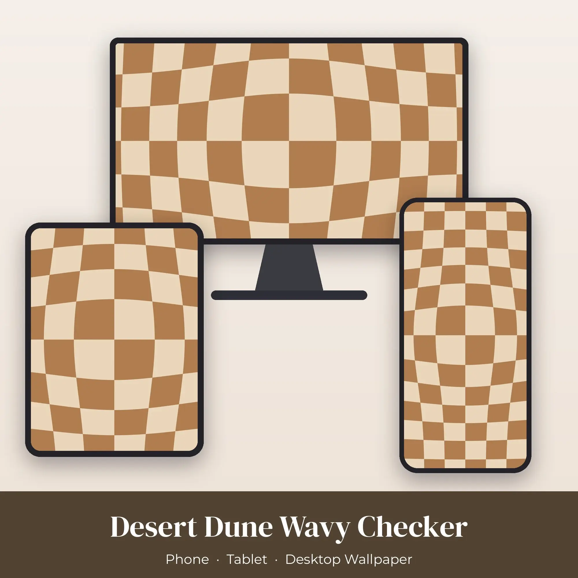 Desert Dune Wavy Checker Wallpaper Set – Phone, Tablet & Desktop preview