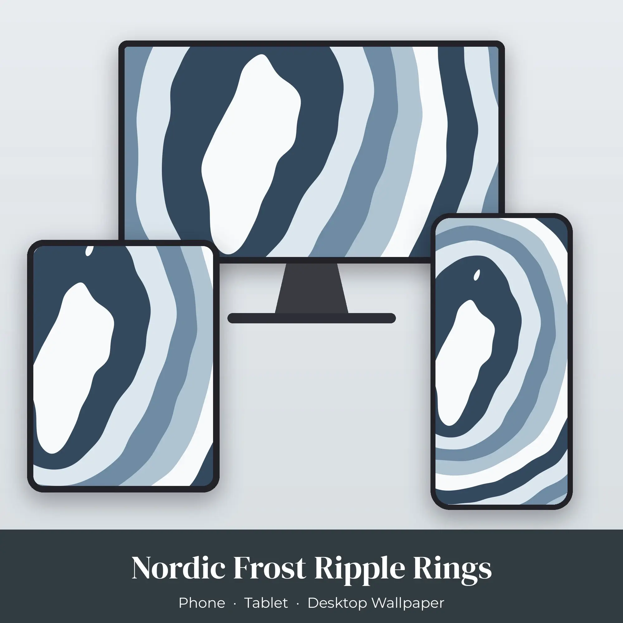 Nordic Frost Ripple Rings Wallpaper Set – Phone, Tablet & Desktop preview