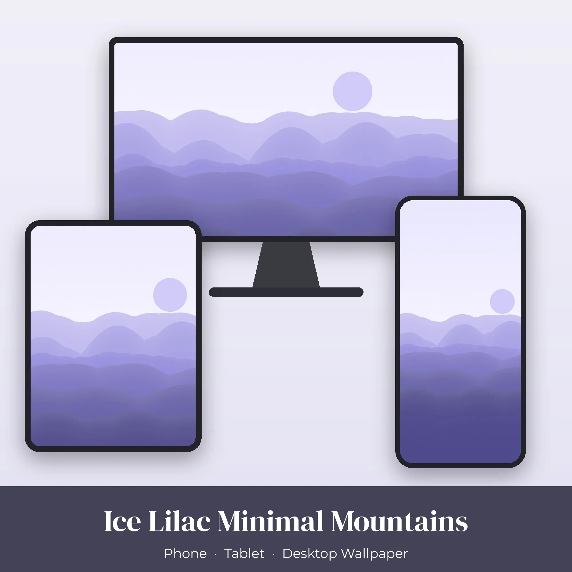 Ice Lilac Minimal Mountains Wallpaper Set – Phone, Tablet & Desktop preview