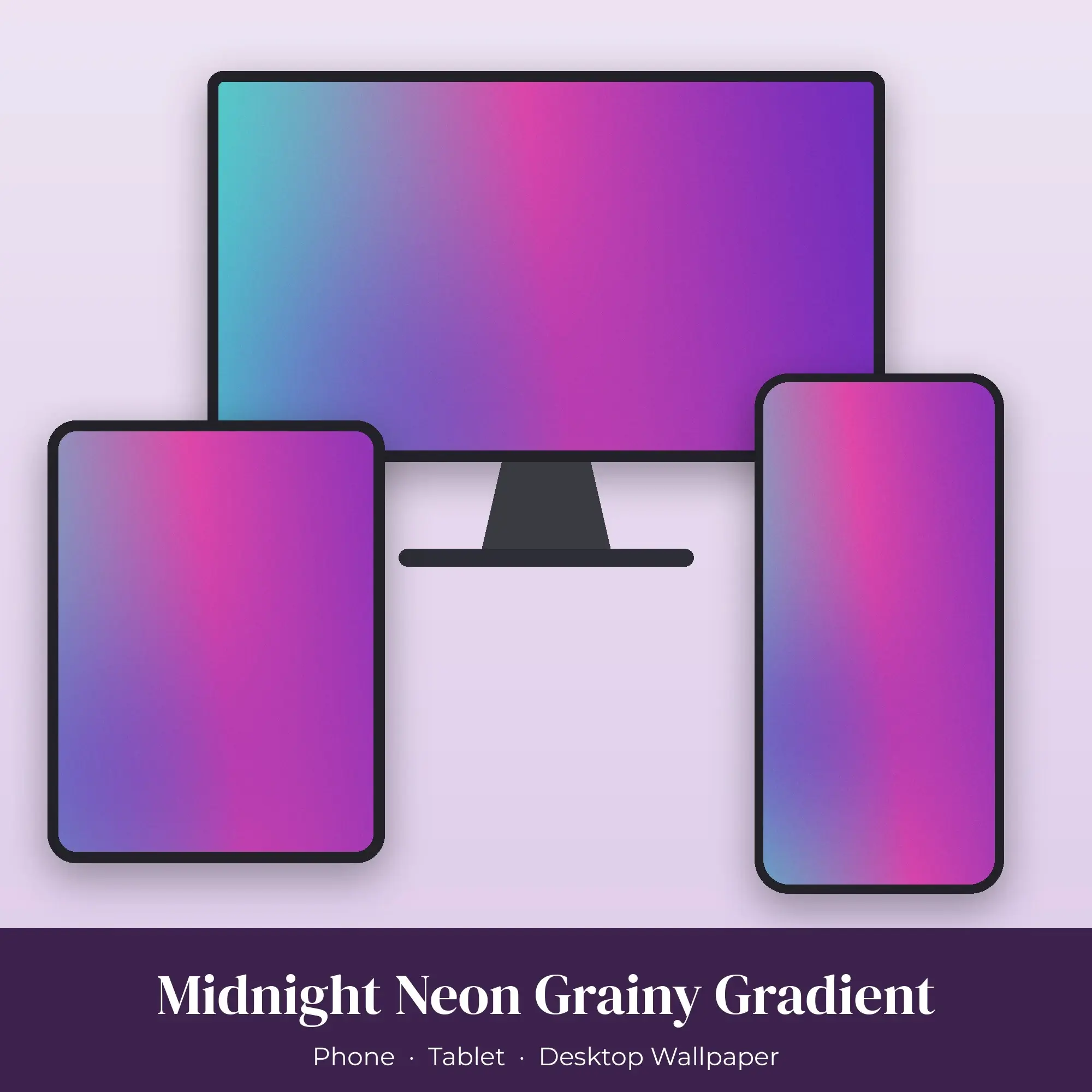 Midnight Neon Grainy Gradient Wallpaper Set – Phone, Tablet & Desktop preview