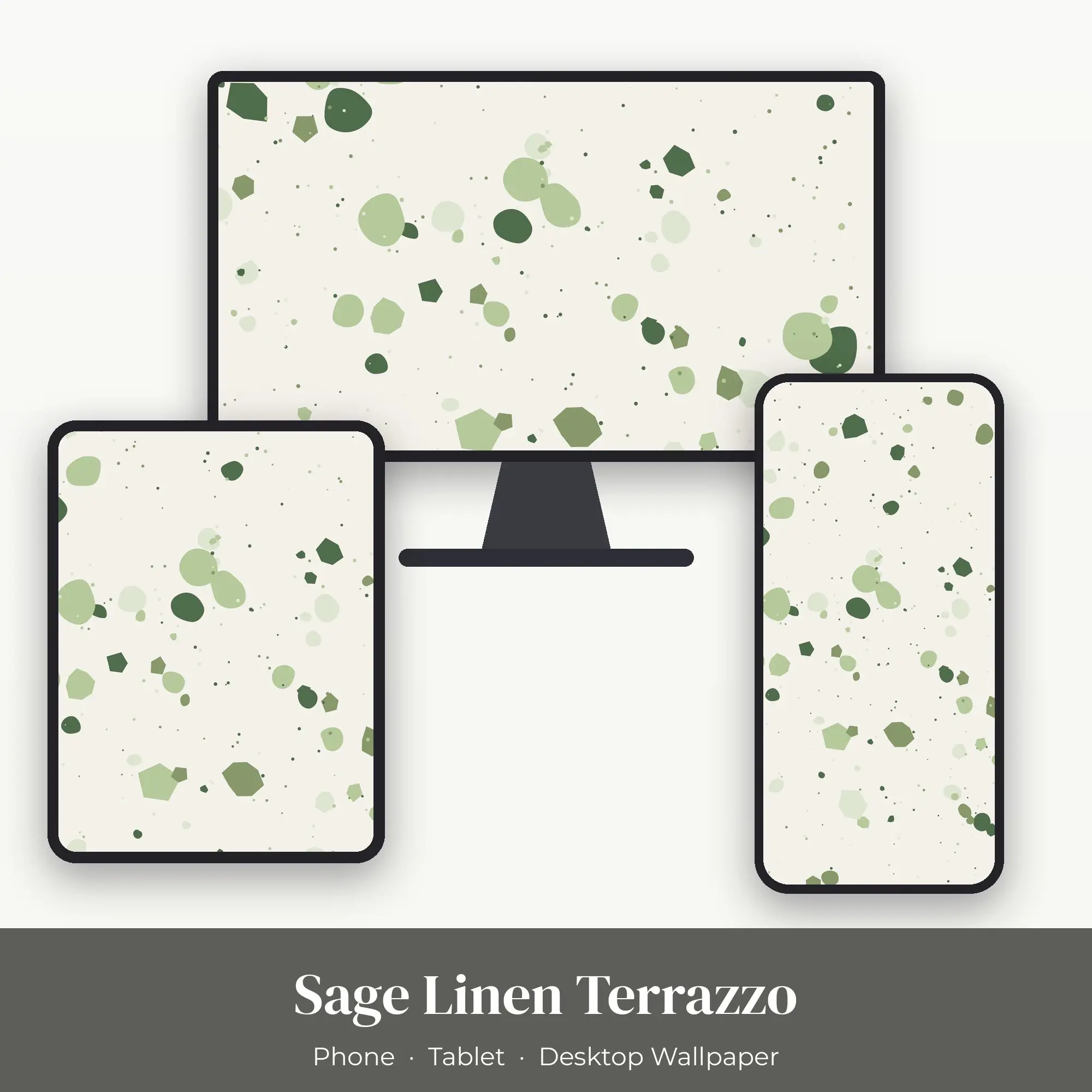 Sage Linen Terrazzo Wallpaper Set – Phone, Tablet & Desktop preview