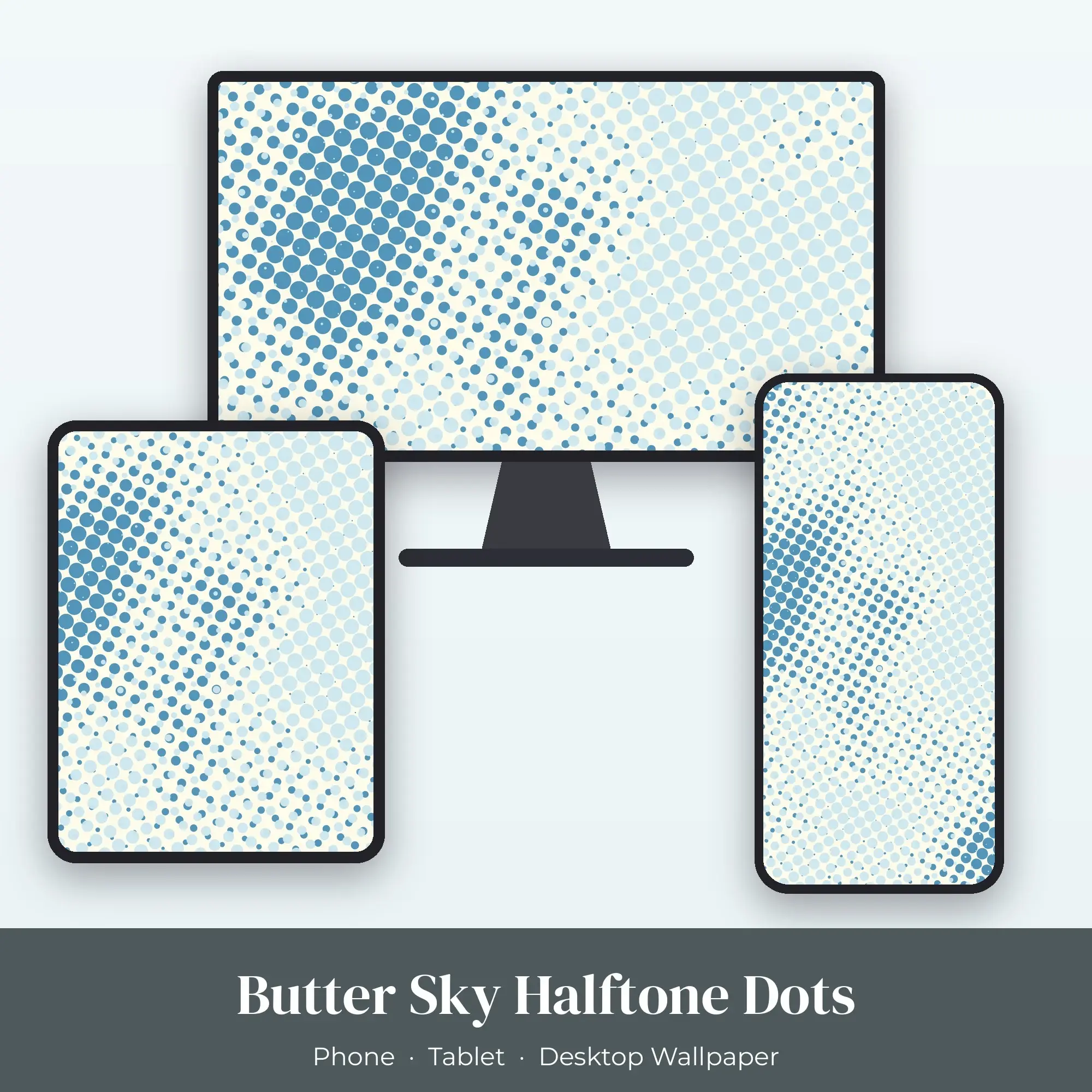 Butter Sky Halftone Dots Wallpaper Set – Phone, Tablet & Desktop, preview 1 of 2