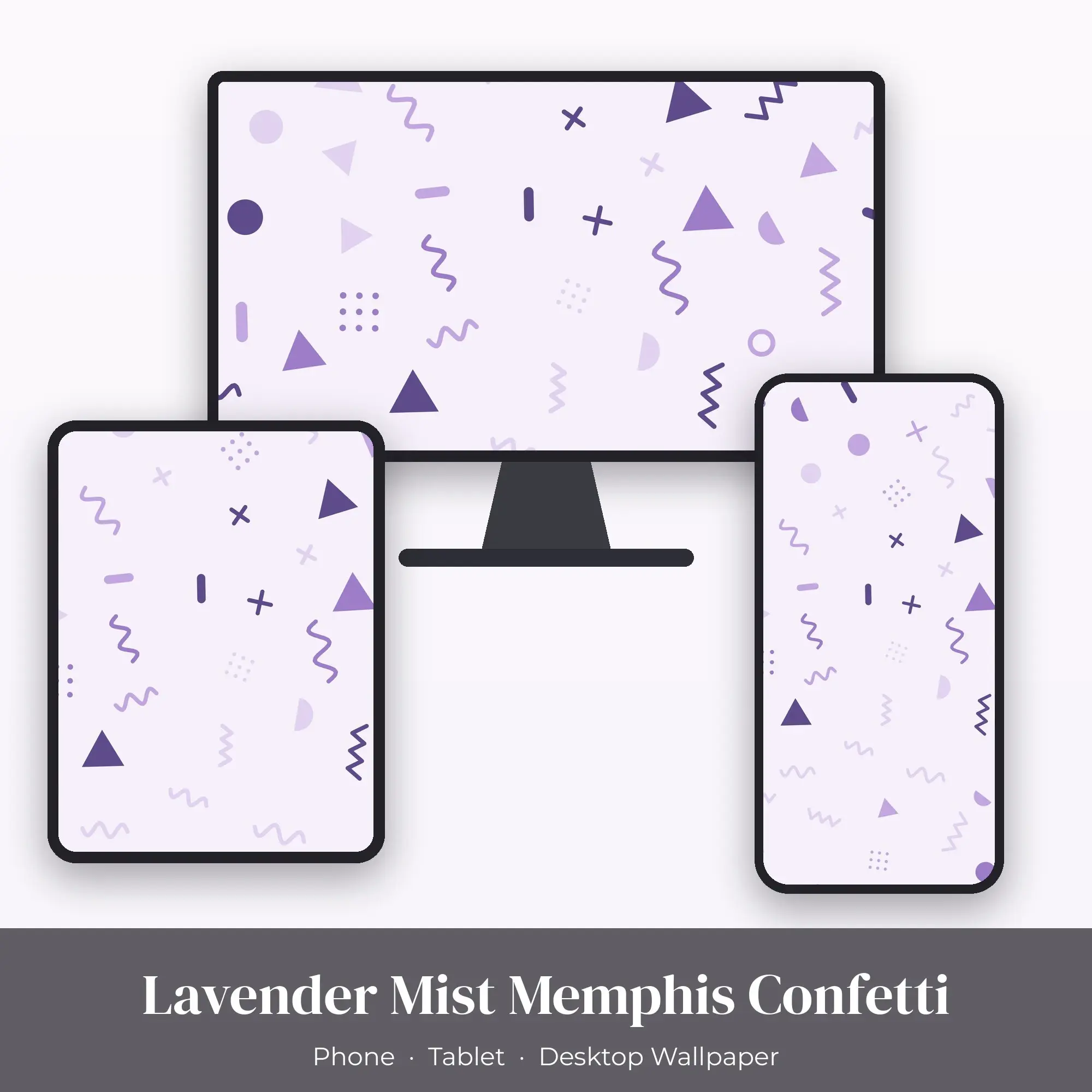 Lavender Mist Memphis Confetti Wallpaper Set – Phone, Tablet & Desktop preview