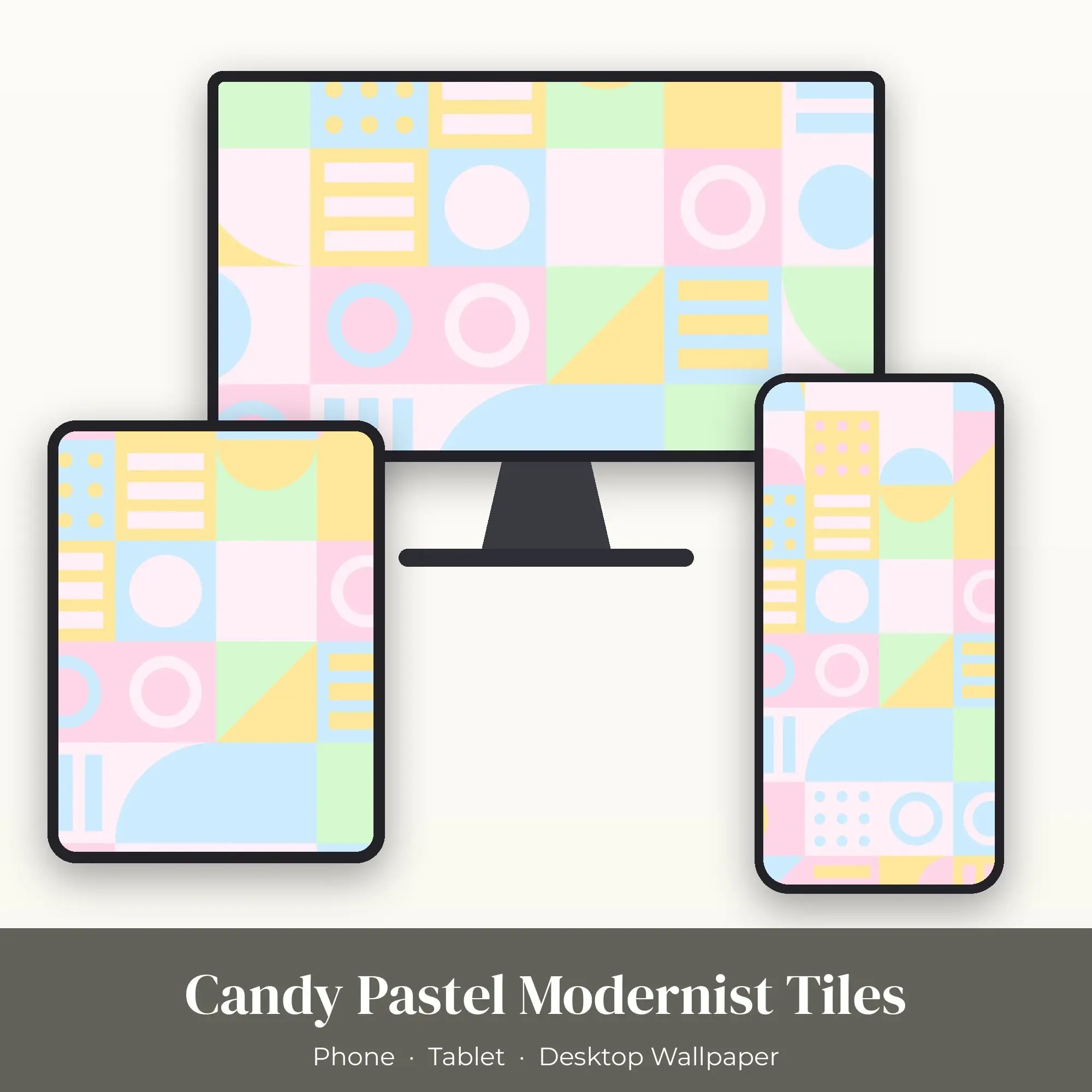 Candy Pastel Modernist Tiles Wallpaper Set – Phone, Tablet & Desktop preview