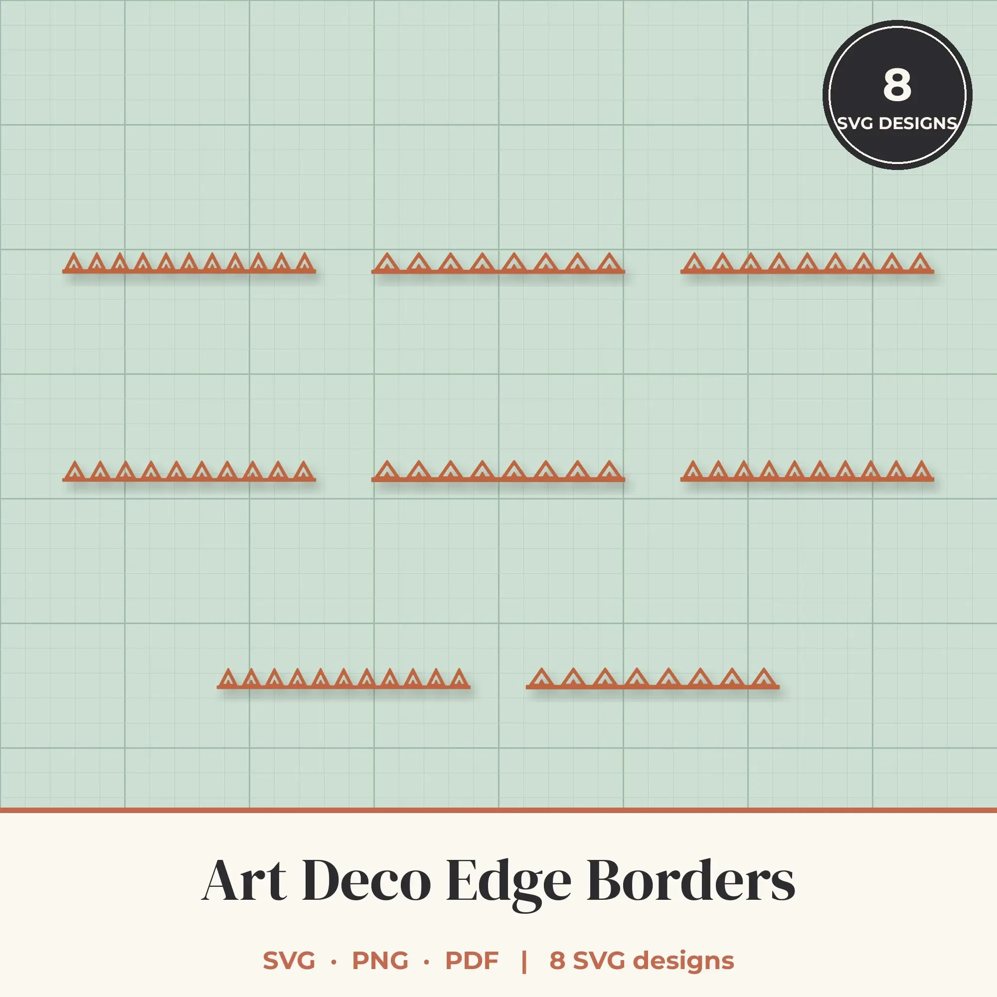 Art Deco Border SVG Set - 8 Edge Borders preview