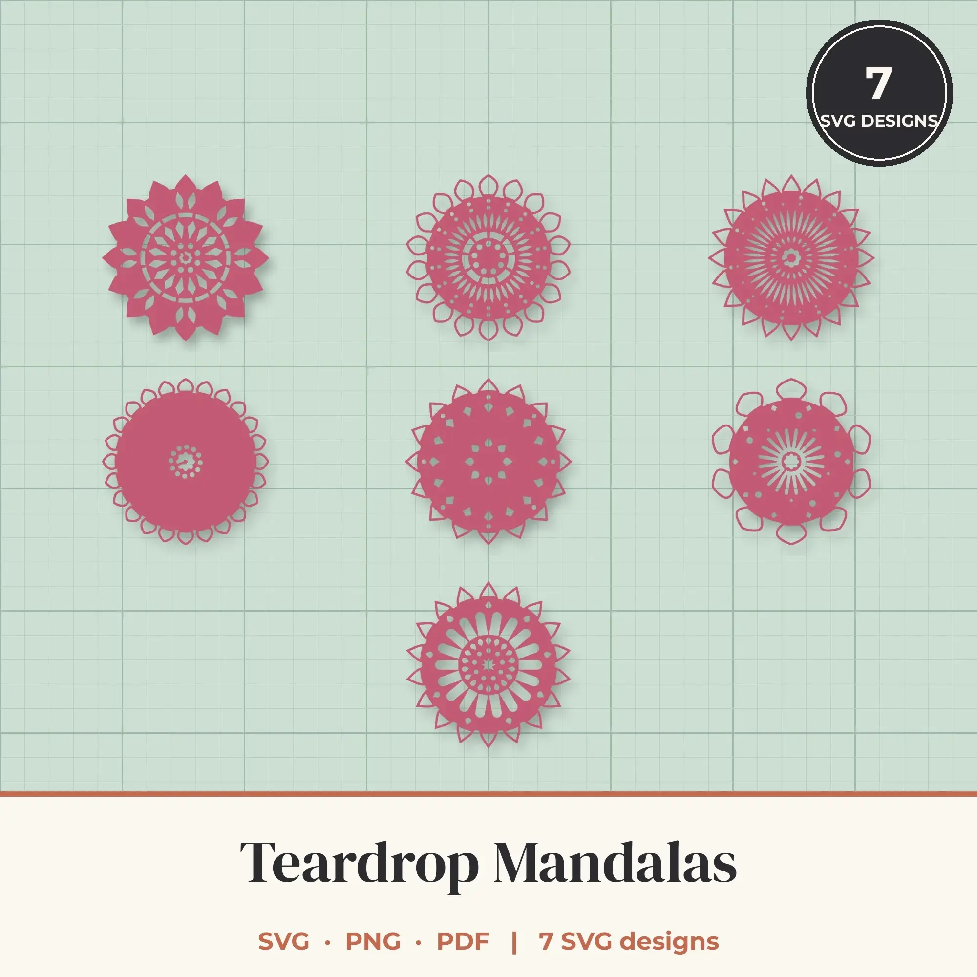 Teardrop Mandala SVG Bundle - 7 Mandala Cut Files preview